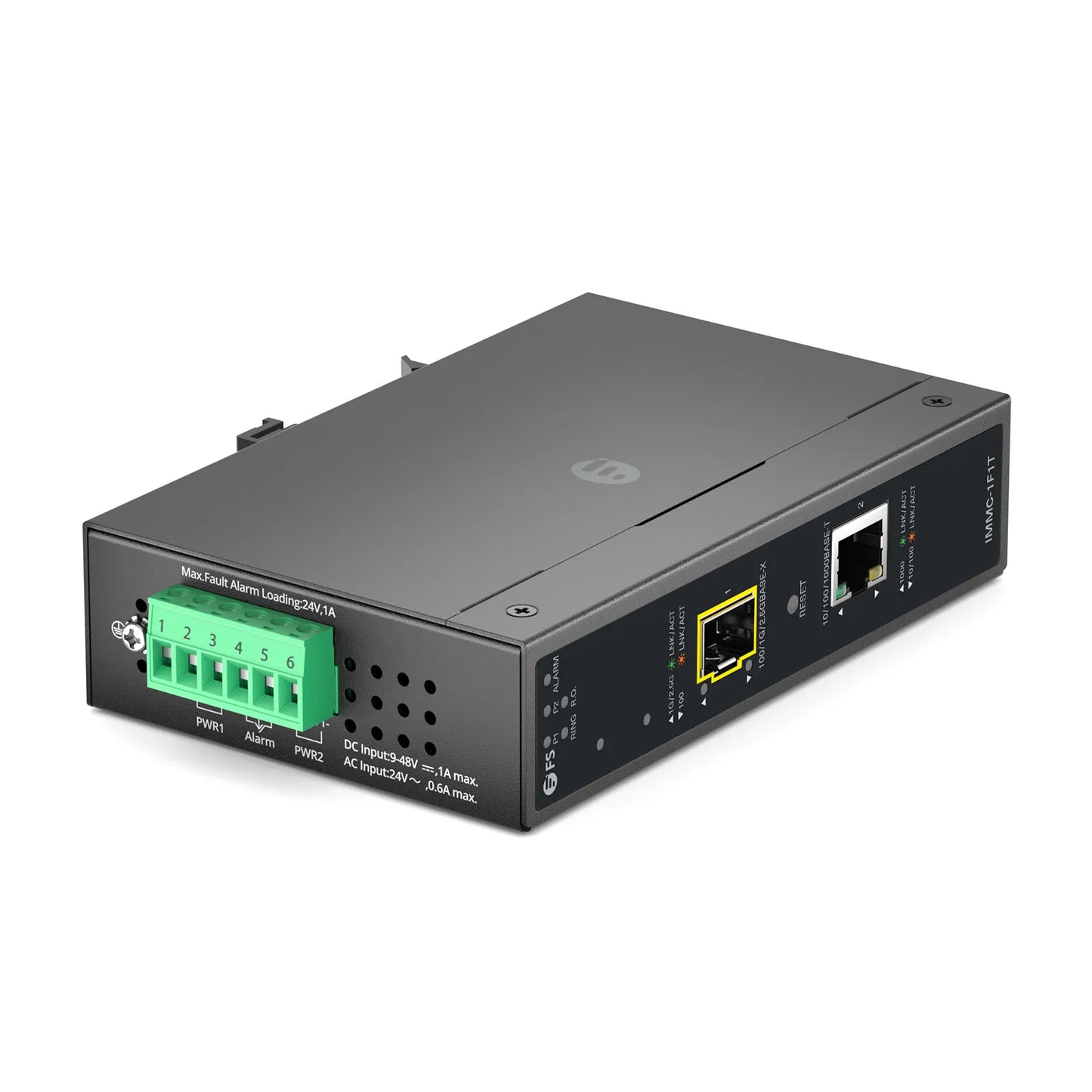 Industrial Managed 1x 10/100/1000Base-T RJ45 to 1x 100/1000/2500Base-X SFP Gigabit Ethernet Media Converter