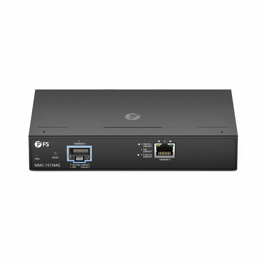 Managed 1x 100M/1G/2.5G/5G/10GBase-T RJ45 to 1x 10GBase-X SFP+ 10Gigabit Ethernet Media Converter, American Plug Standard