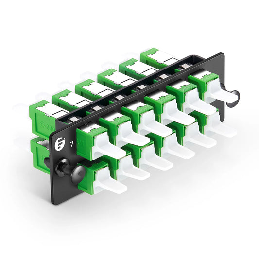 FHD™ Adapter Panel, 12 Fibers OS2 Single Mode, 12 x LSH APC Simplex (Green) Adapter, Ceramic Sleeve
