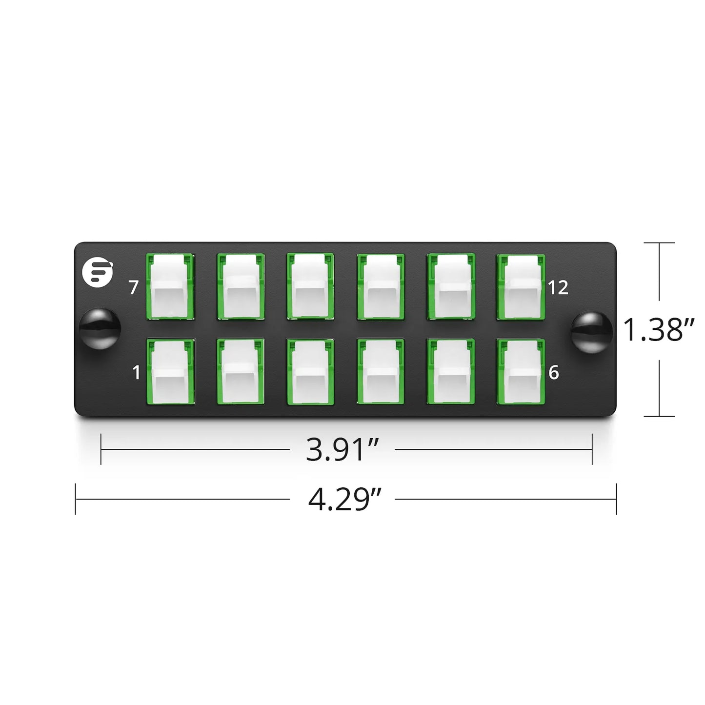 FHD™ Adapter Panel, 12 Fibers OS2 Single Mode, 12 x LSH APC Simplex (Green) Adapter, Ceramic Sleeve