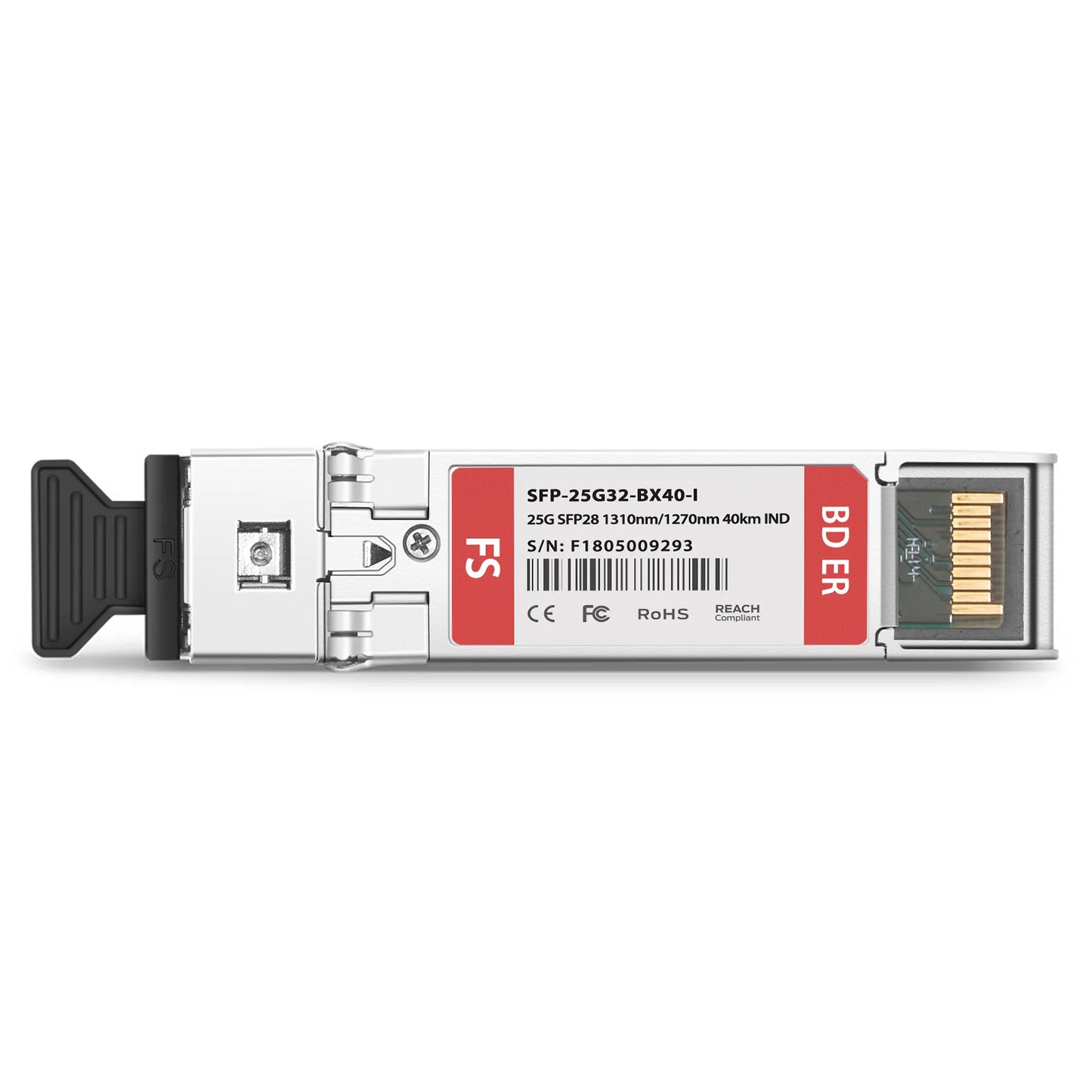 Cisco Compatible 25GBASE-D SFP28 BiDi 1310nm-TX/1270nm-RX 40km DOM Simplex LC/UPC SMF Optical Transceiver Module (Industrial)