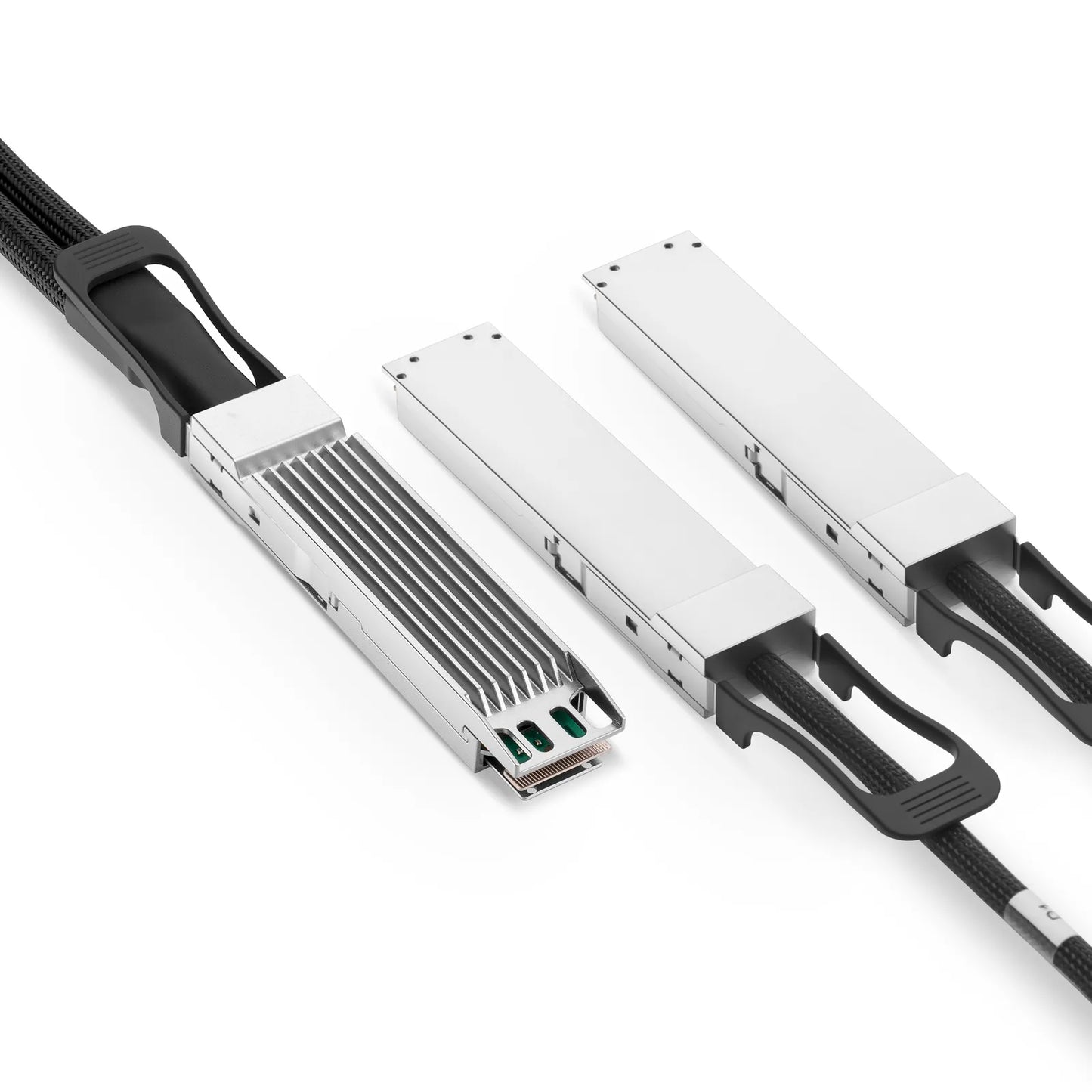 5m (16ft) Cisco Compatible 800G OSFP 8 x 100G PAM4 Finned Top to 2 x 400G OSFP 4 x 100G PAM4 Flat Top Active Electrical Copper Breakout Cable