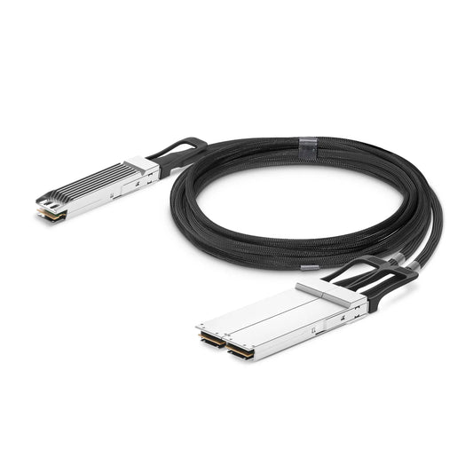 2m (7ft) NVIDIA/Mellanox Compatible 800G OSFP 8 x 100G PAM4 Finned Top to 2 x 400G OSFP 4 x 100G PAM4 Flat Top Ethernet Active Electrical Copper Breakout Cable