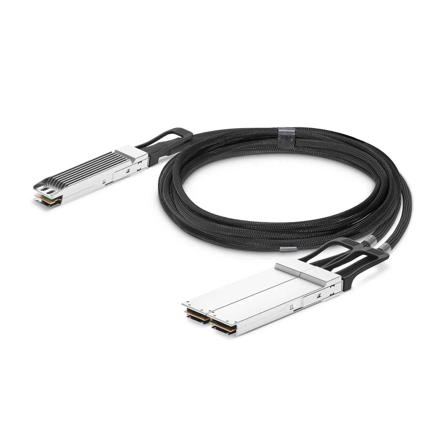 5m (16ft) Cisco Compatible 800G OSFP 8 x 100G PAM4 Finned Top to 2 x 400G OSFP 4 x 100G PAM4 Flat Top Active Electrical Copper Breakout Cable