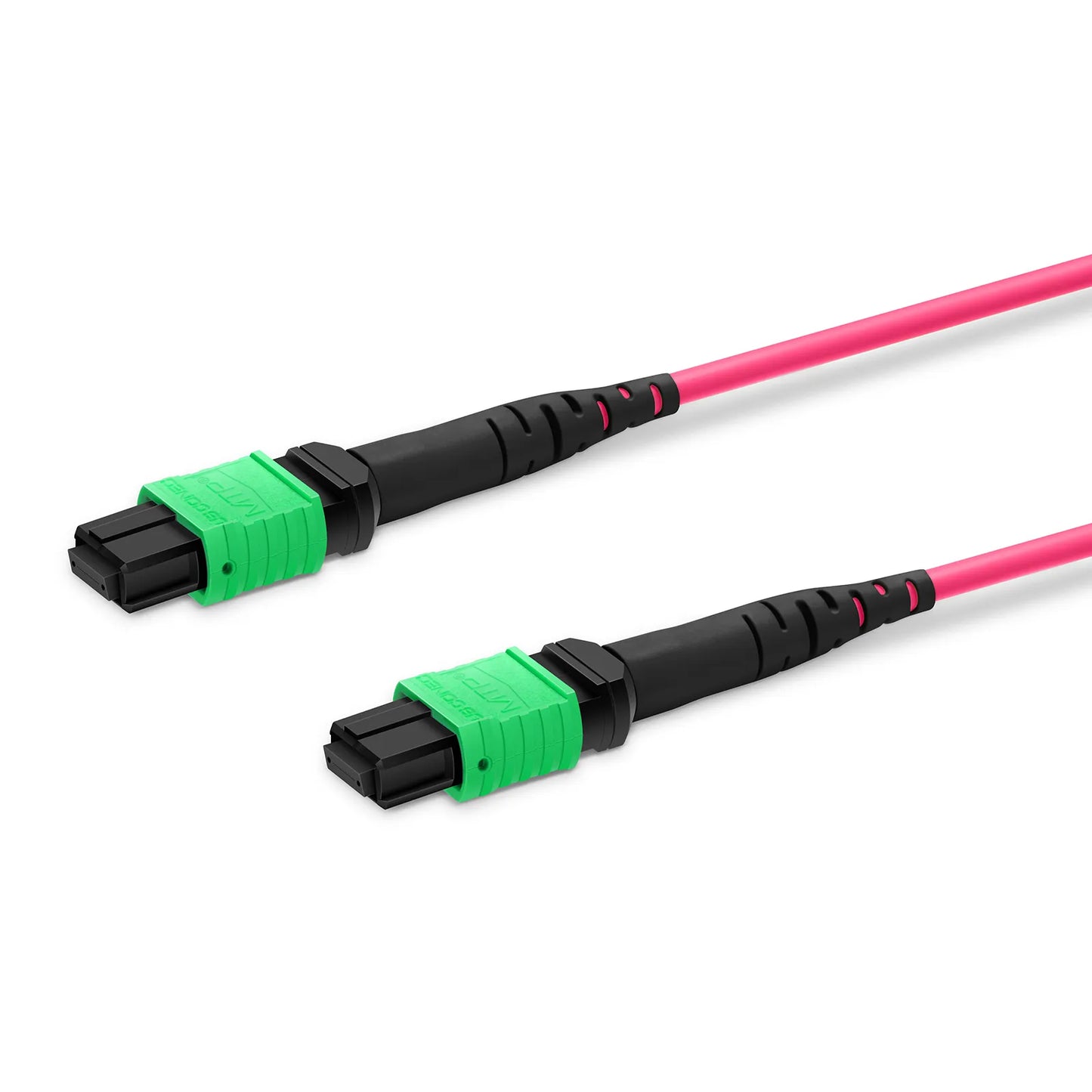10m (33ft) MTP® Jumper, MTP®-16 APC (Female) to MTP®-16 APC (Female), 16 Fibers, Multimode (OM4), Plenum (OFNP), 0.35dB Max, Crossover, Magenta