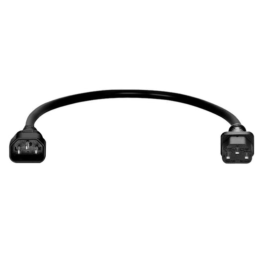 1ft (0.3m) IEC60320 C14 to IEC60320 C13 Heavy-Duty 14AWG 250V/15A Power Extension Cord, Black