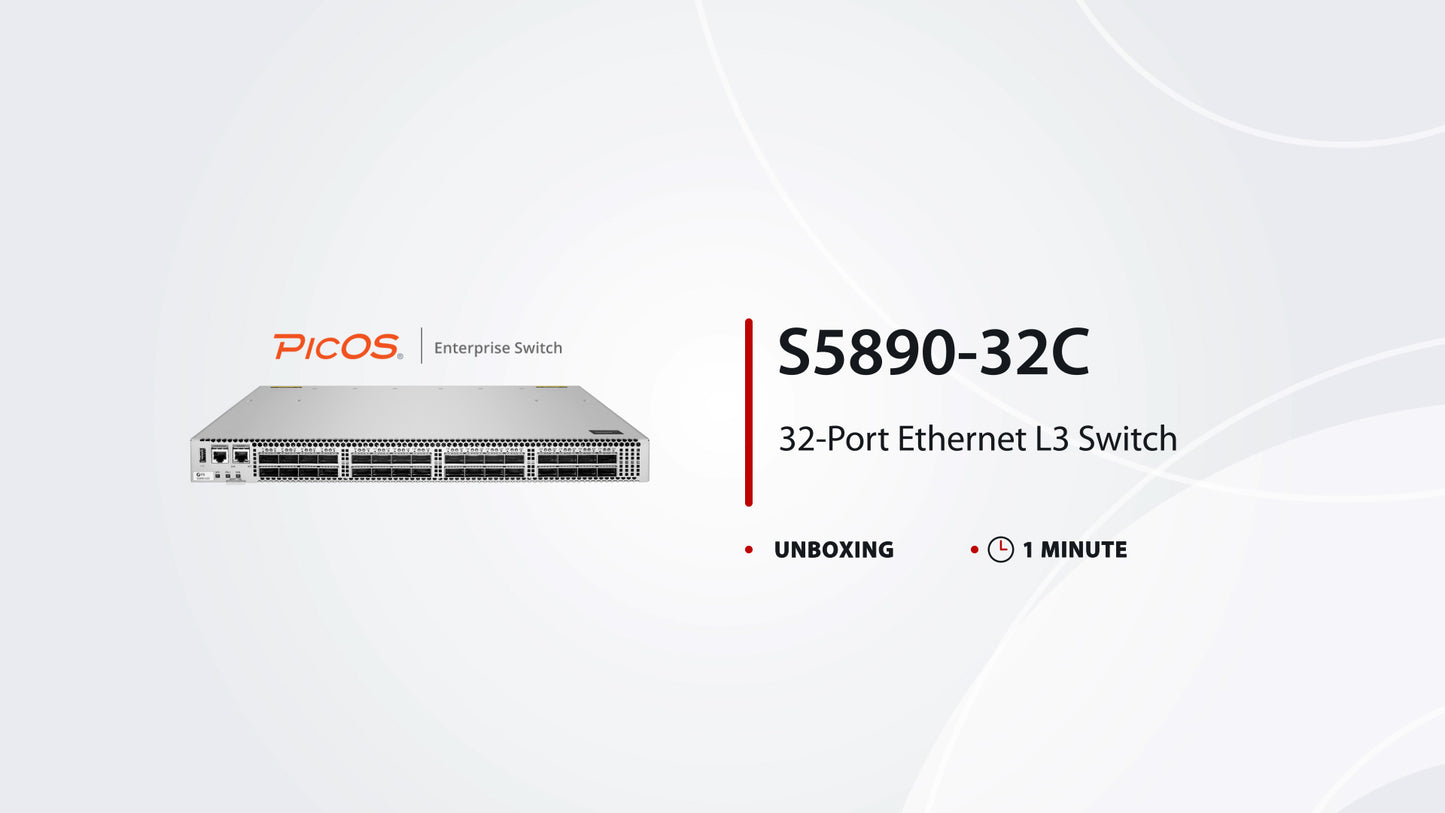 S5890-32C, 32-Port Ethernet L3 Switch, 32 x 100Gb QSFP28, PicOS®, Support MLAG, Broadcom Chip