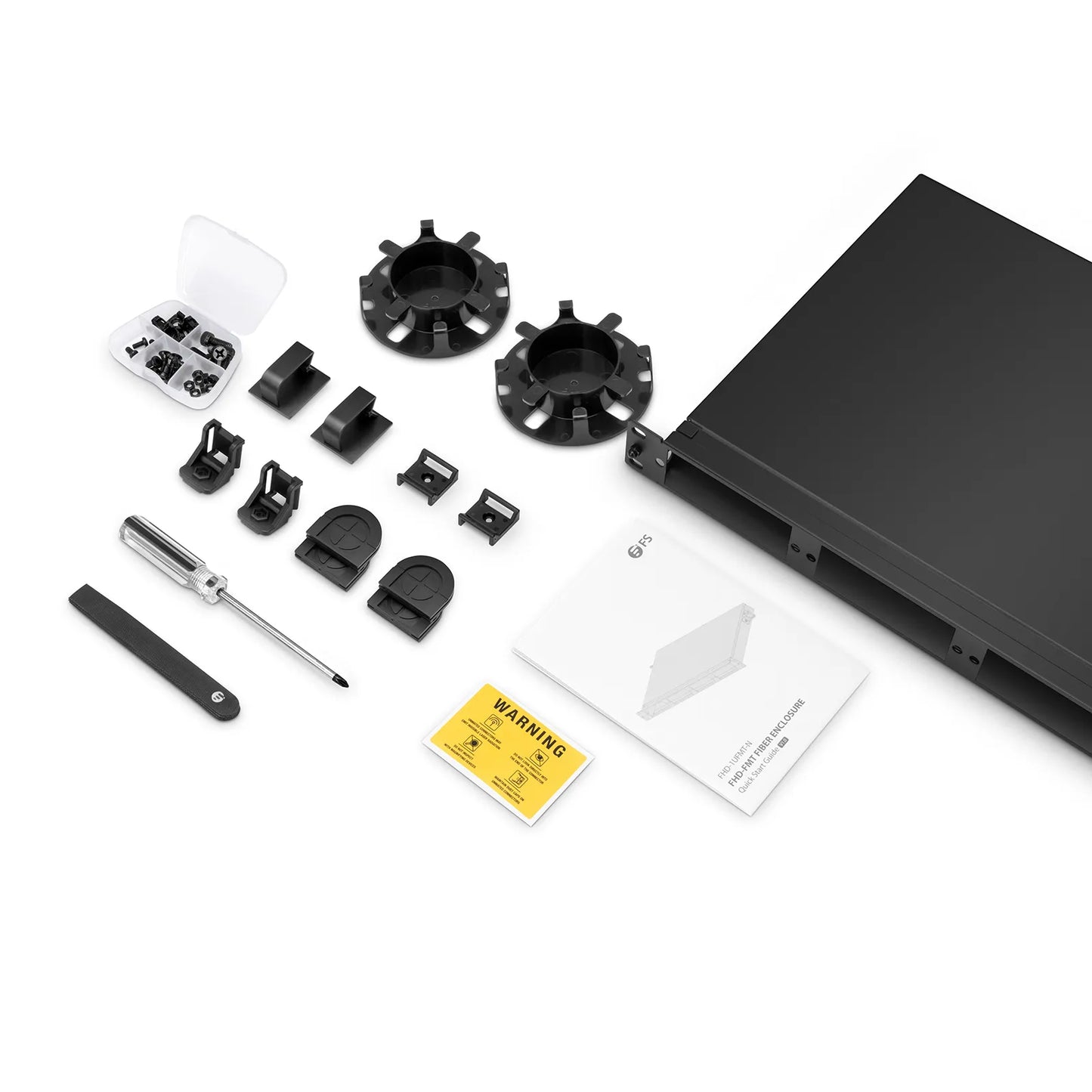 FHD™ High Density 1U Rack Mount Enclosure Unloaded, Tool-less Removable Top Cover, Holds up to 4 x FHD™ Cassettes, Panels, or Splice Trays, 144 Fibers (LC)