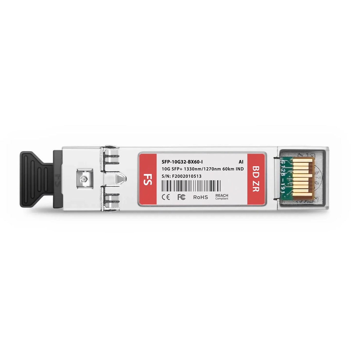 Arista Networks Compatible 10GBASE BiDi SFP+ 1330nm-TX/1270nm-RX 60km DOM Simplex LC/UPC SMF Optical Transceiver Module (Industrial)