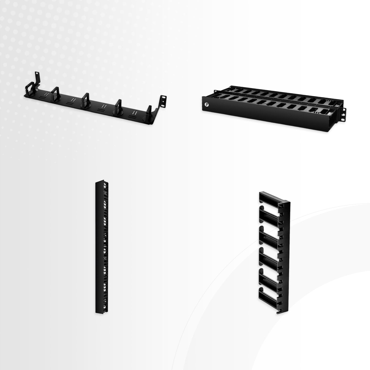 Vertical Single Sided Steel Cable Manager, 45RU, Bend Radius Finger, 5.5 in. Wide