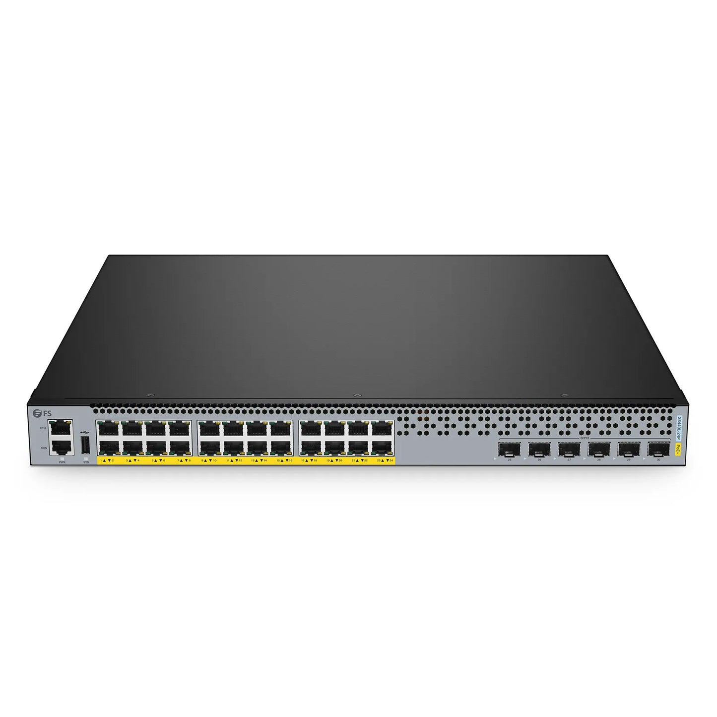 S5440L-24P, 24-Port Gigabit Ethernet L3 PoE+ Switch, 24 x PoE+ Ports @370W, with 6 x 25Gb SFP28 Uplinks, Support VXLAN & MLAG