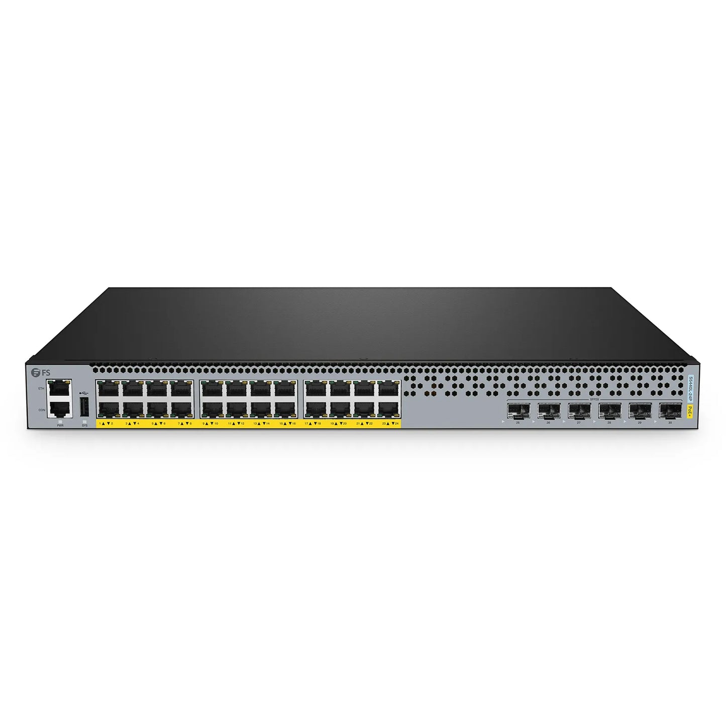 S5440L-24P, 24-Port Gigabit Ethernet L3 PoE+ Switch, 24 x PoE+ Ports @370W, with 6 x 25Gb SFP28 Uplinks, Support VXLAN & MLAG