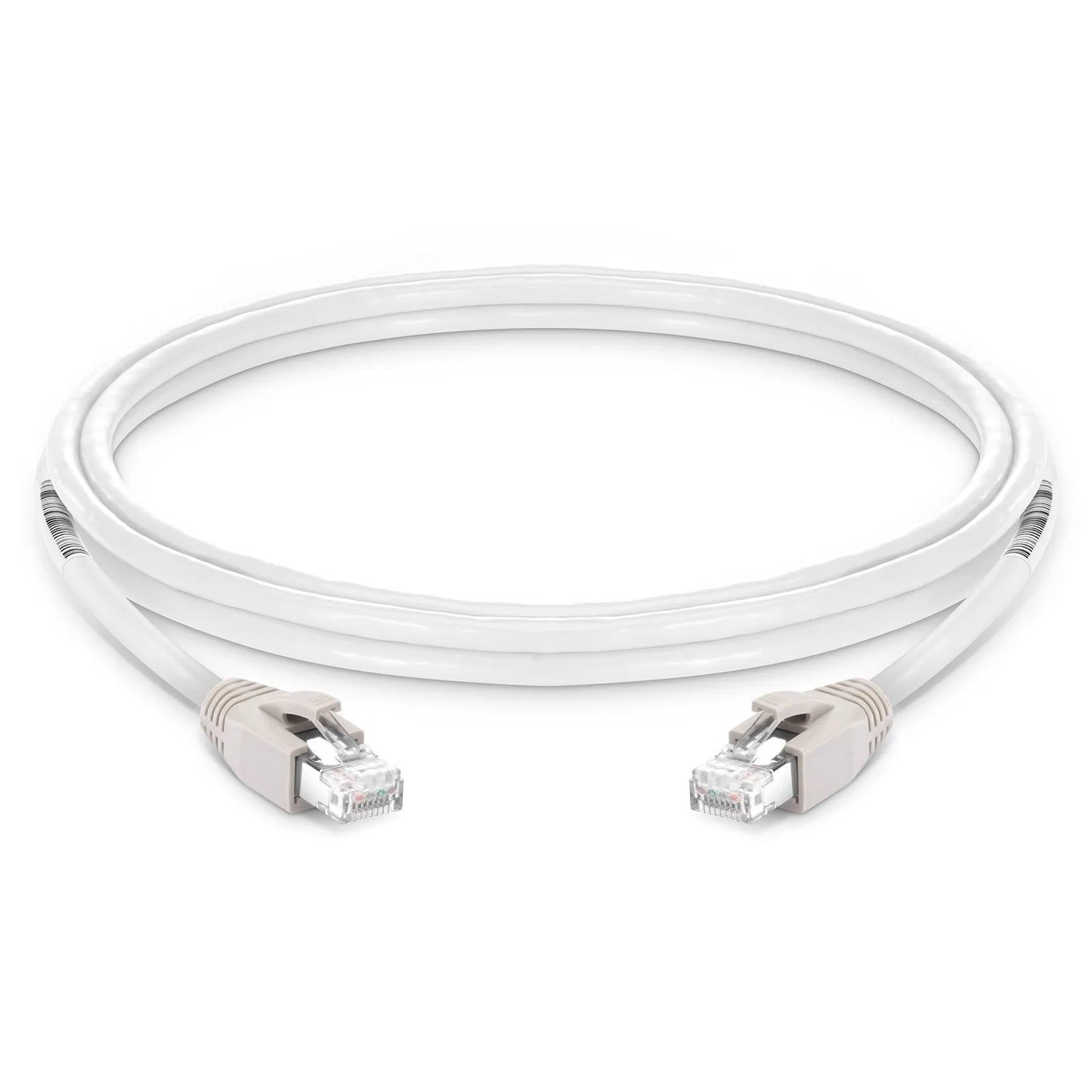 10ft (3m) Cat8 24AWG Snagless Shielded (S/FTP) PVC CM Ethernet Network Patch Cable, PoE++, 40G, 2GHz, Off-White