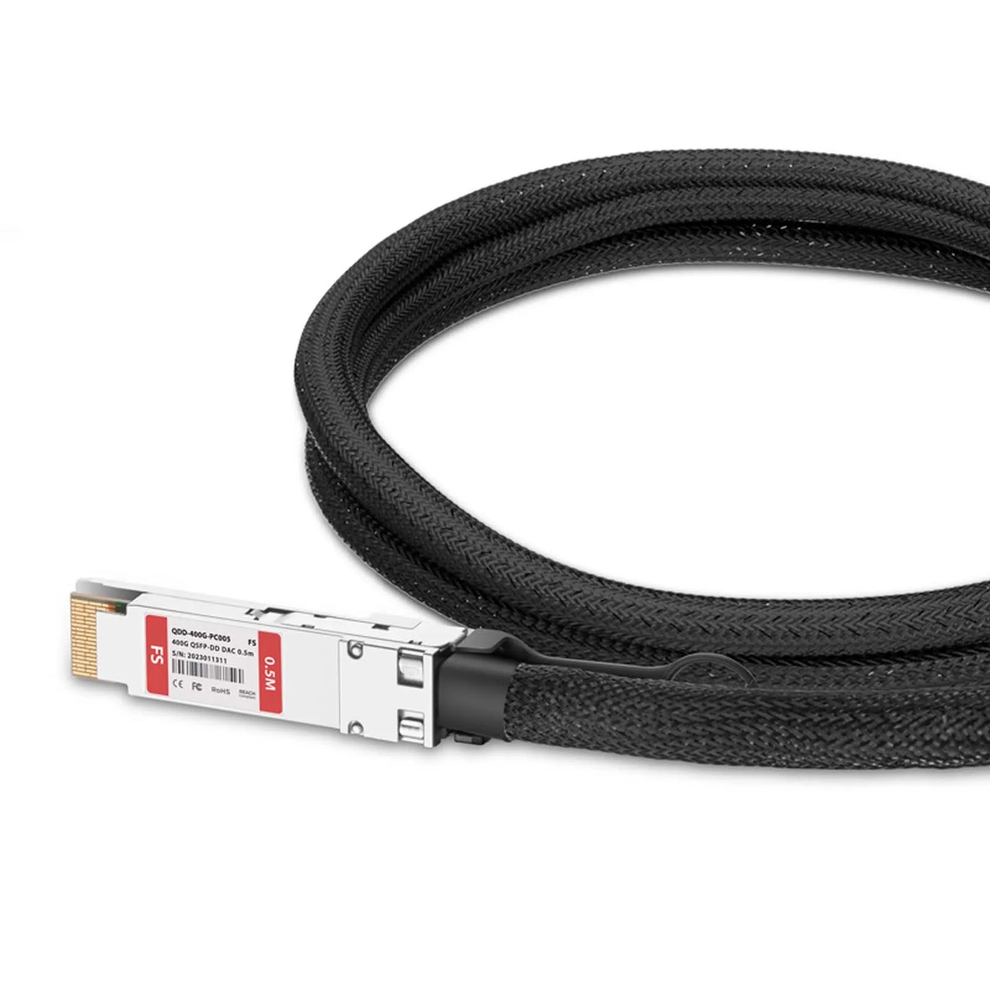0.5m (2ft) 400G QSFP-DD 8 x 50G PAM4 Passive Direct Attach Copper Twinax Cable for FS Switches