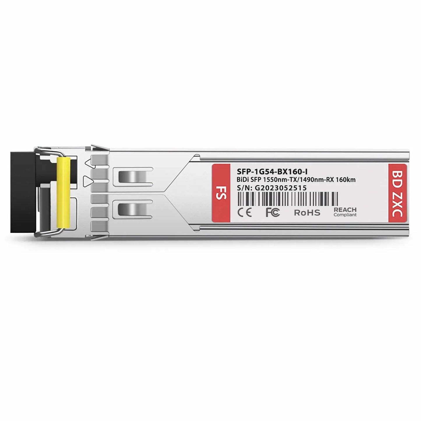 Cisco Compatible 1000BASE-BX-D SFP BiDi 1550nm-TX/1490nm-RX 160km DOM Simplex LC/UPC SMF Optical Transceiver Module (Industrial)