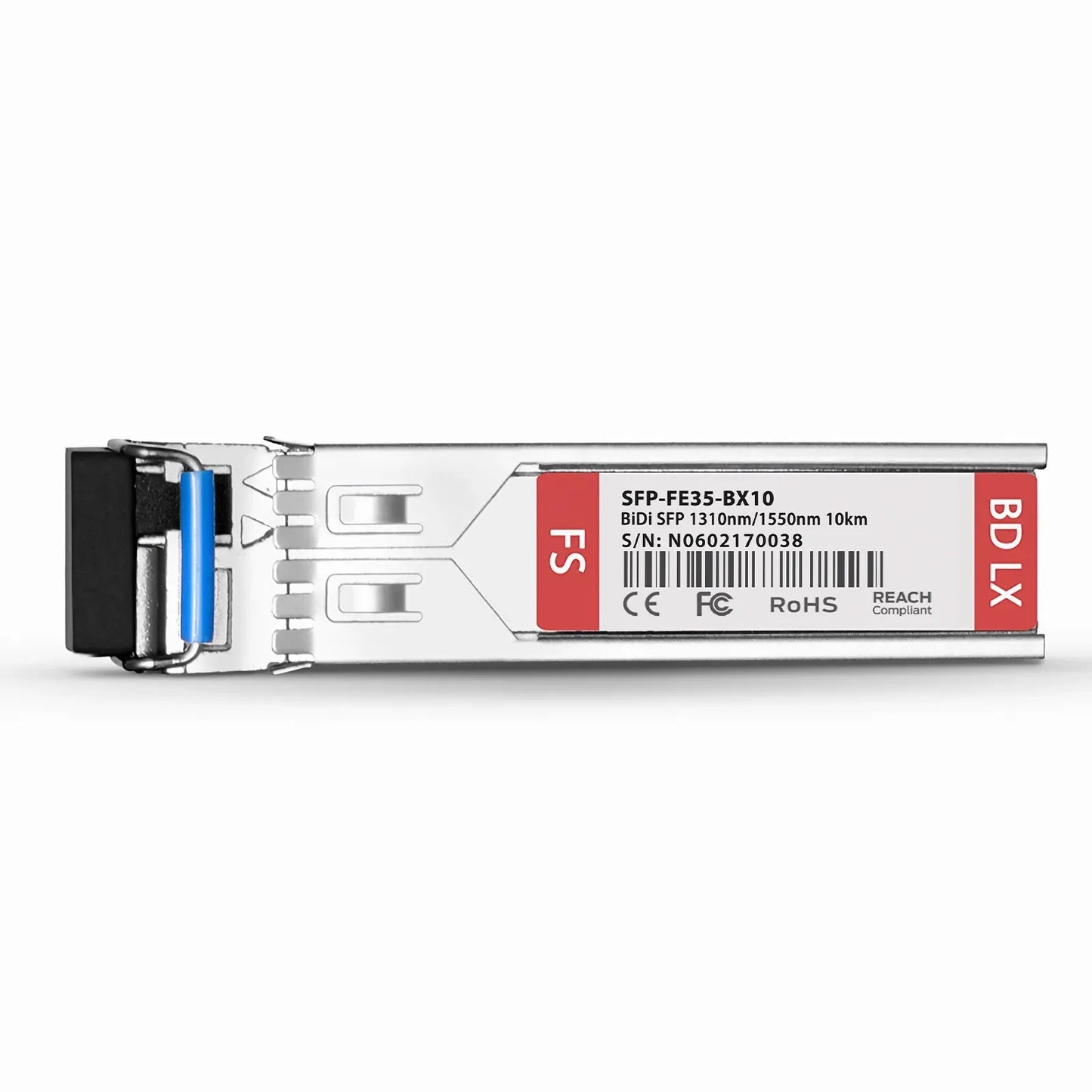 Cisco ONS-SE-100-BX10U Compatible 100BASE-BX-D SFP BiDi 1310nm-TX/1550nm-RX 10km DOM Simplex LC SMF Optical Transceiver Module