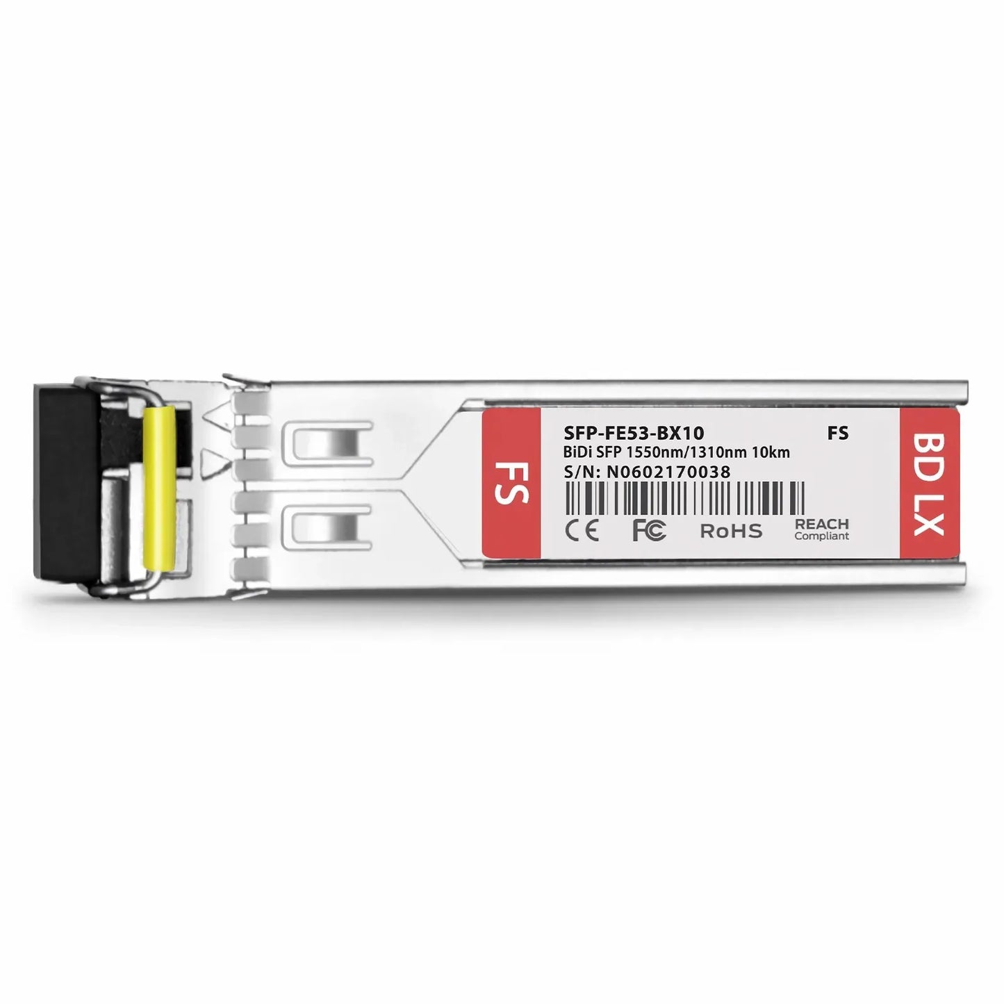 100BASE-BX-D SFP BiDi 1550nm-TX/1310nm-RX 10km DOM Simplex LC SMF Optical Transceiver Module for FS Switches