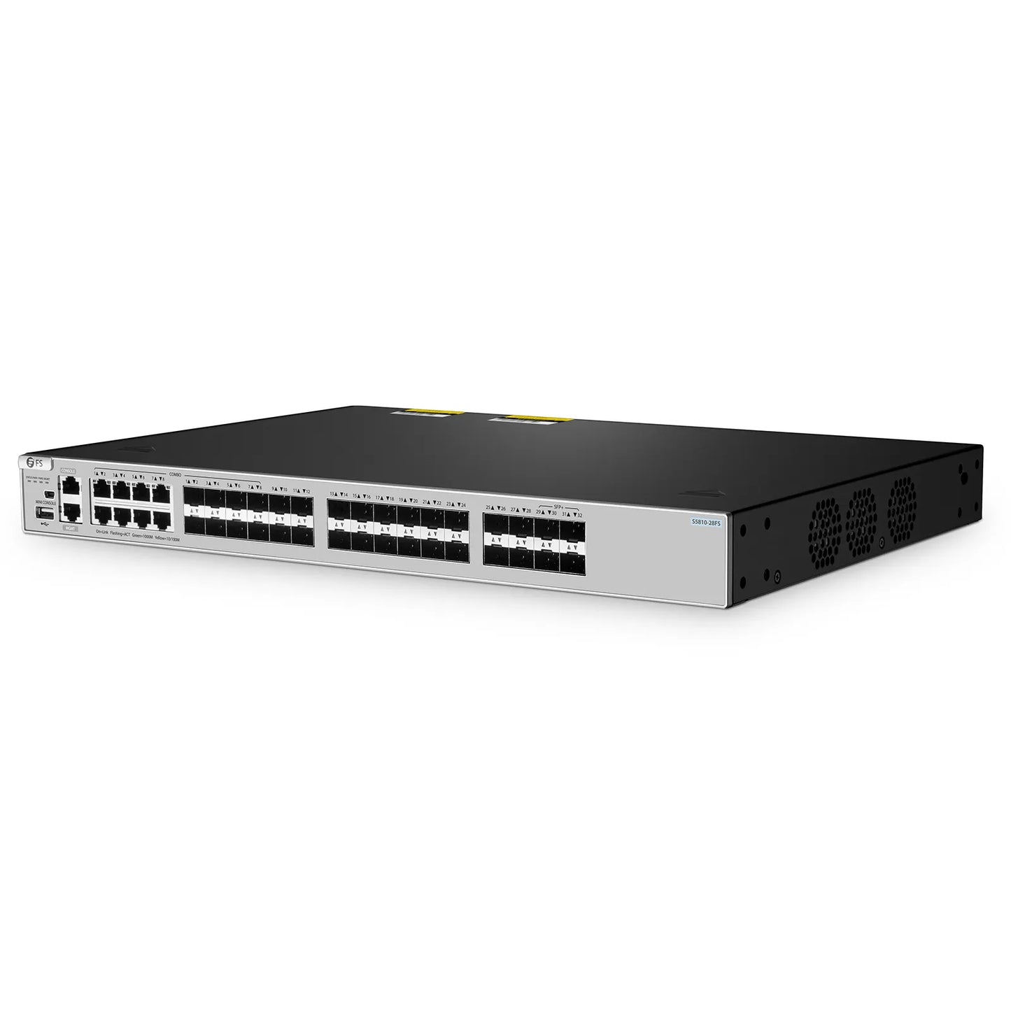 S5810-28FS, 28-Port Gigabit Ethernet L3 Switch, 20 x 1Gb SFP, 8 x 1G RJ45/SFP Combo Ports, with 4 x 10Gb SFP+ Uplinks, PicOS®, Support MLAG, Broadcom Chip