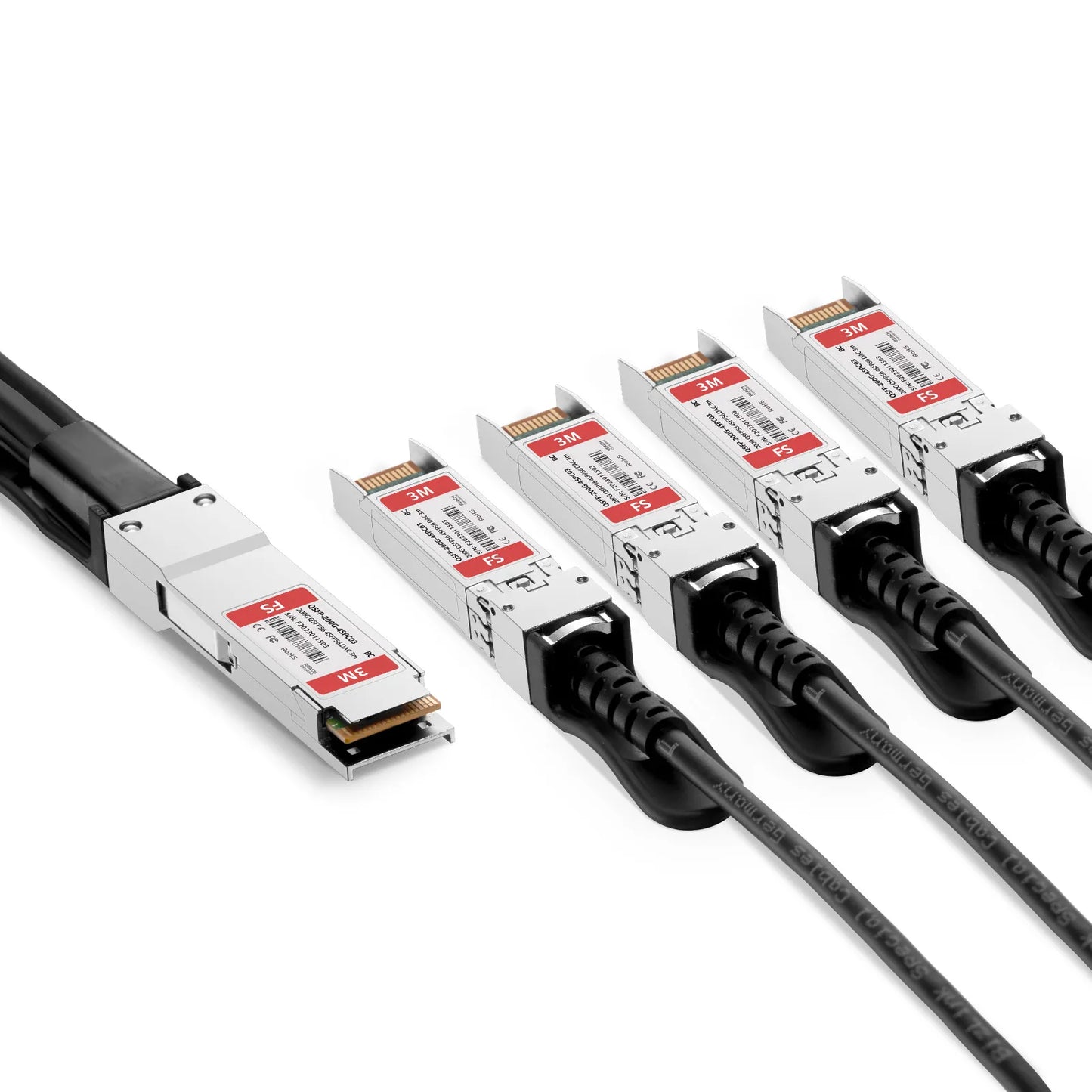 3m (10ft) Broadcom Compatible 200G QSFP56 4 x 50G PAM4 to 4 x 50G SFP56 50G PAM4 Passive Direct Attach Copper Breakout Cable