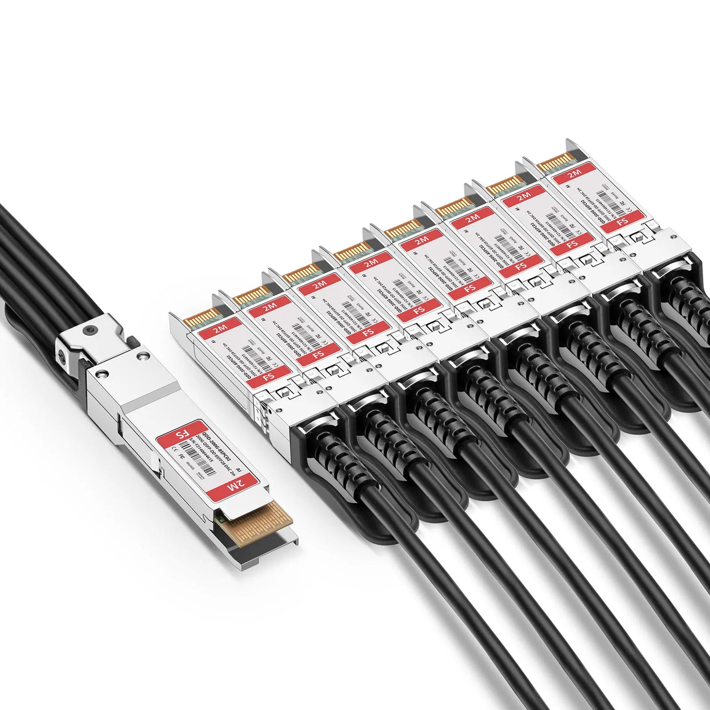 2m (7ft) Arista Networks CAB-D-8S-200G-2M Compatible 200G QSFP-DD 8 x 25G NRZ to 8 x 25G SFP28 25G NRZ Passive Direct Attach Copper Breakout Cable
