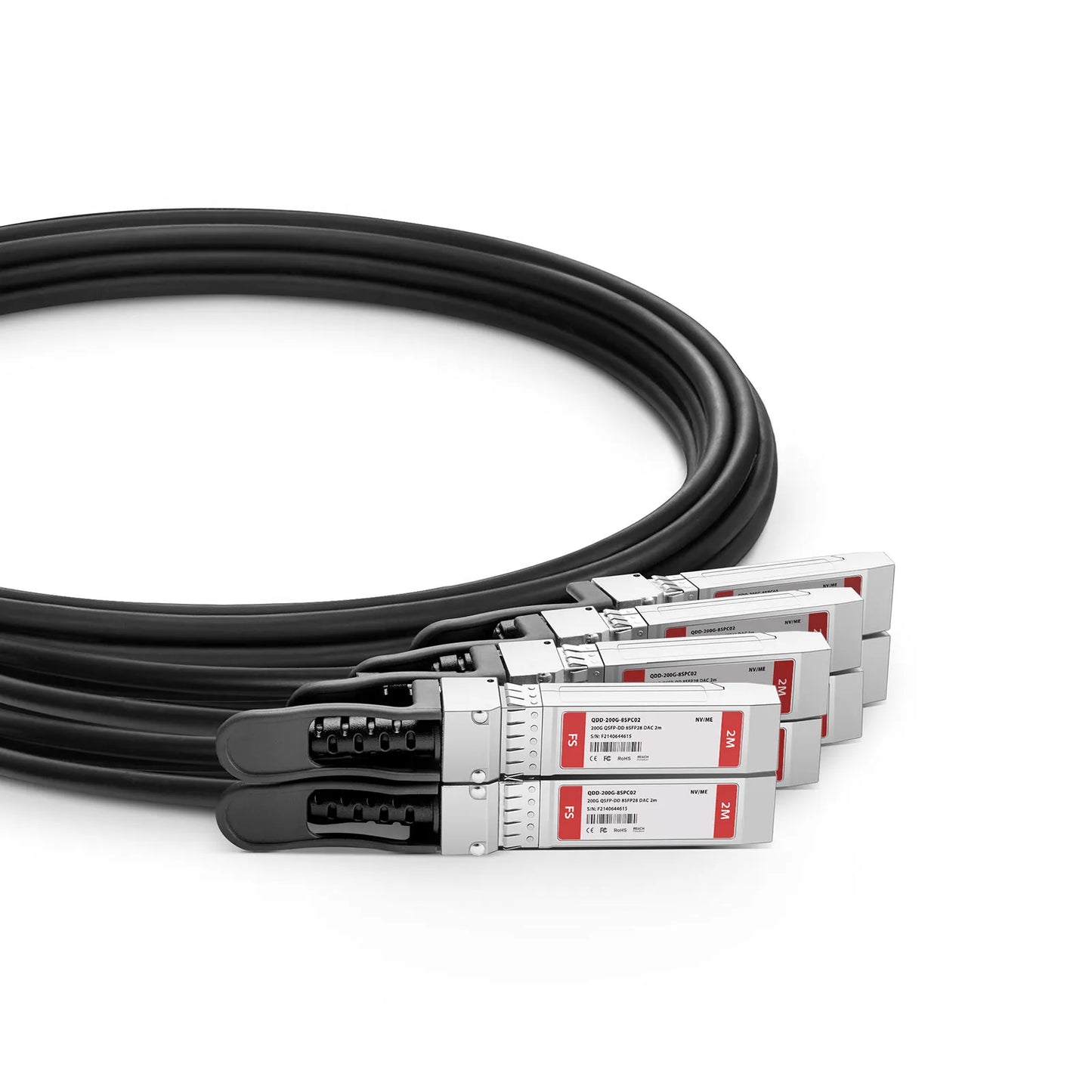 2m (7ft) NVIDIA/Mellanox Compatible 200G QSFP-DD 8 x 25G NRZ to 8 x 25G SFP28 25G NRZ Ethernet Passive Direct Attach Copper Breakout Cable