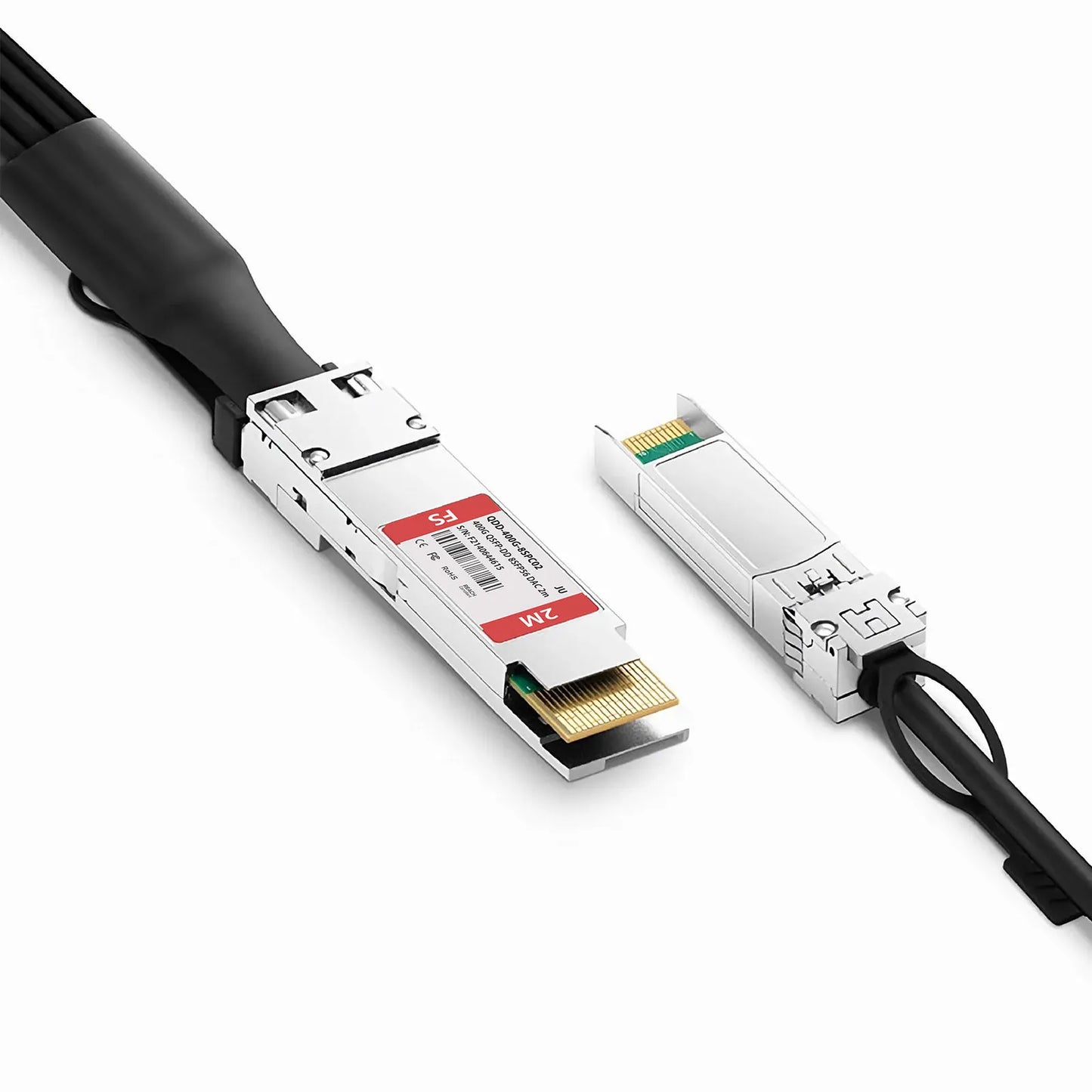 2m (7ft) Juniper Networks QDD-8x50G-2M Compatible 400G QSFP-DD 8 x 50G PAM4 to 8 x 50G SFP56 50G PAM4 Passive Direct Attach Copper Breakout Cable