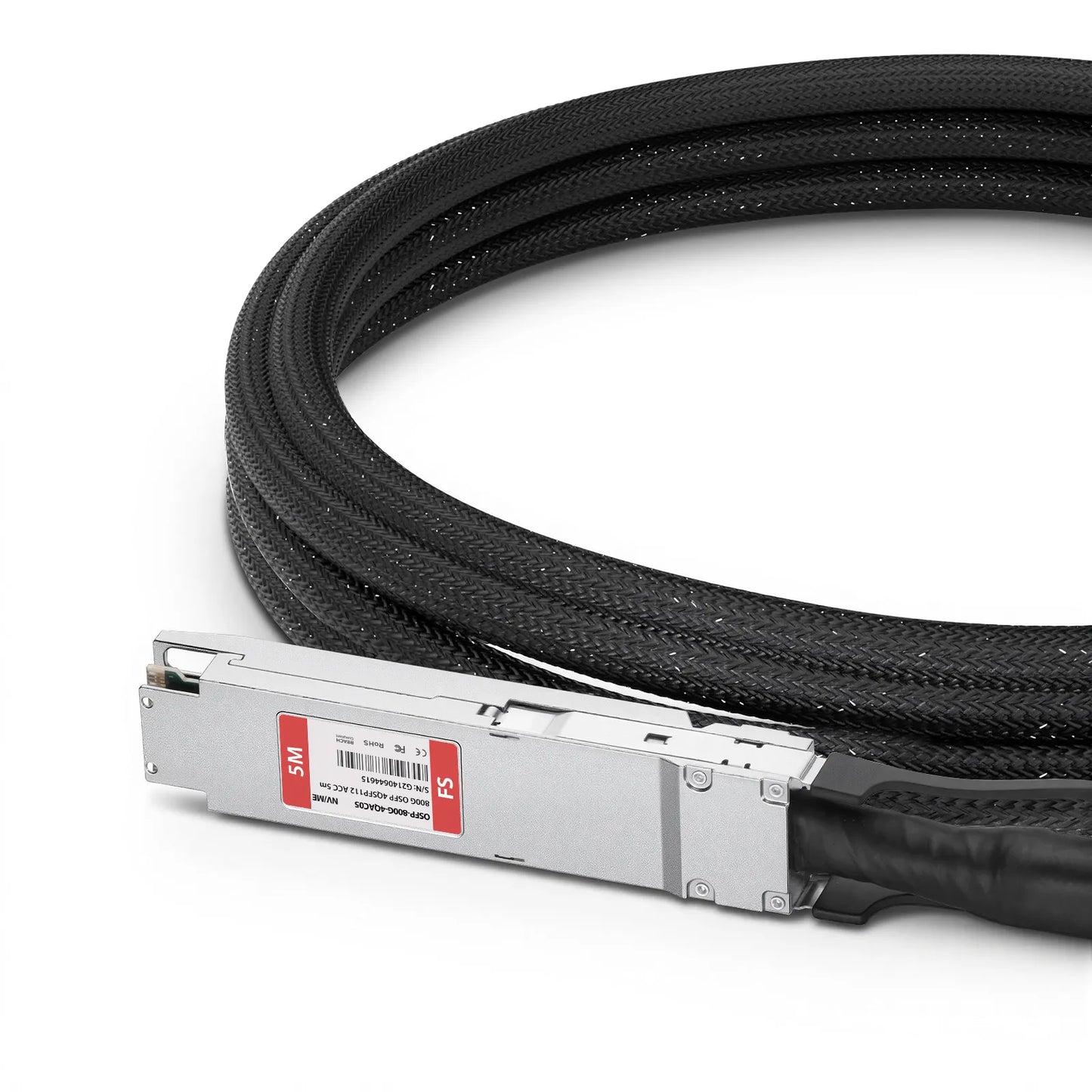 5m (16ft) NVIDIA/Mellanox MCA7J75-N005 Compatible 800G Twin-port OSFP 8 x 100G PAM4 Finned Top to 4 x 200G QSFP112 2 x 100G PAM4 Ethernet Active Direct Attach Copper Breakout Cable