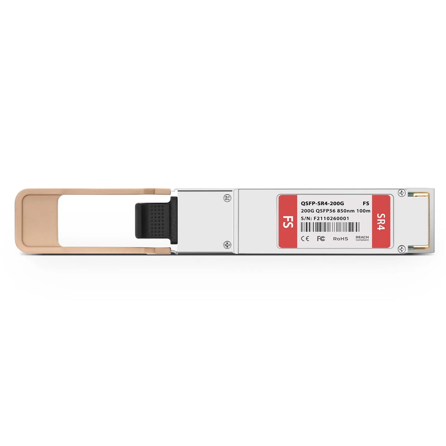 200GBASE-SR4 QSFP56 4 x 50G PAM4 850nm 100m DOM MPO-12/UPC MMF Optical Transceiver Module for FS Switches