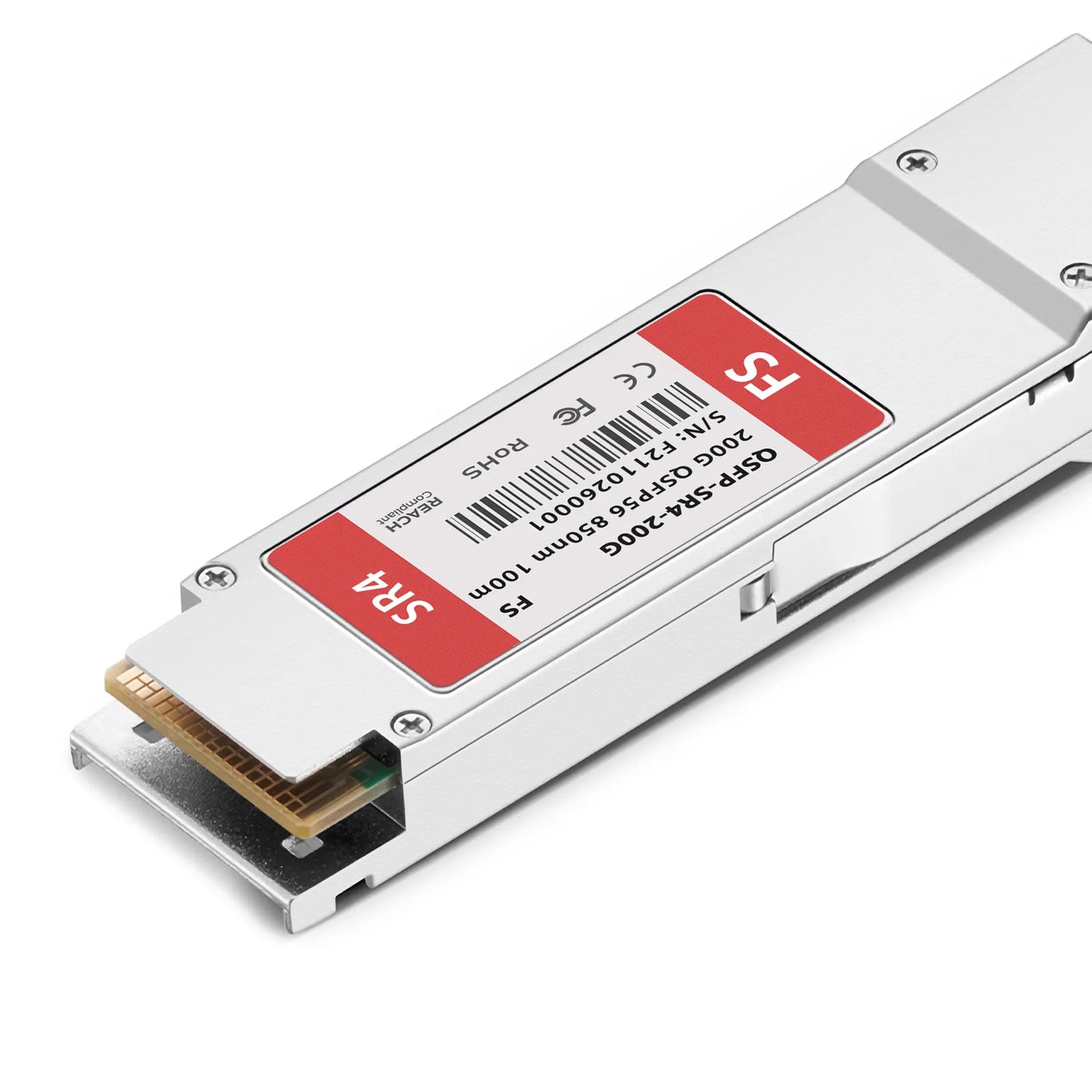 200GBASE-SR4 QSFP56 4 x 50G PAM4 850nm 100m DOM MPO-12/UPC MMF Optical Transceiver Module for FS Switches