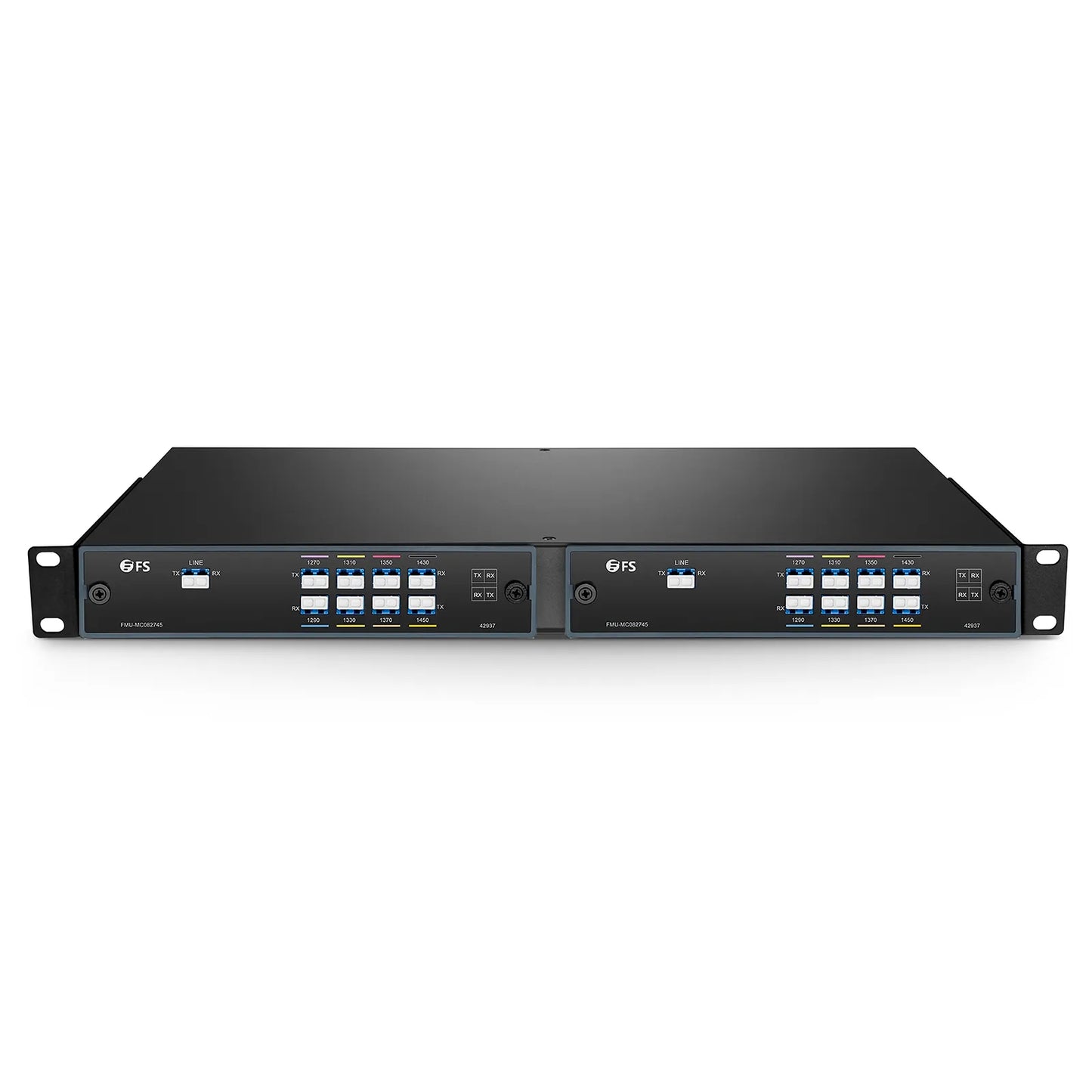 8 Channels CWDM Mux Demux, 1270-1450nm (Skip 1390, 1410nm), 2.5dB Typical IL, LC/UPC, Dual Fiber, FMU Plug-in Module
