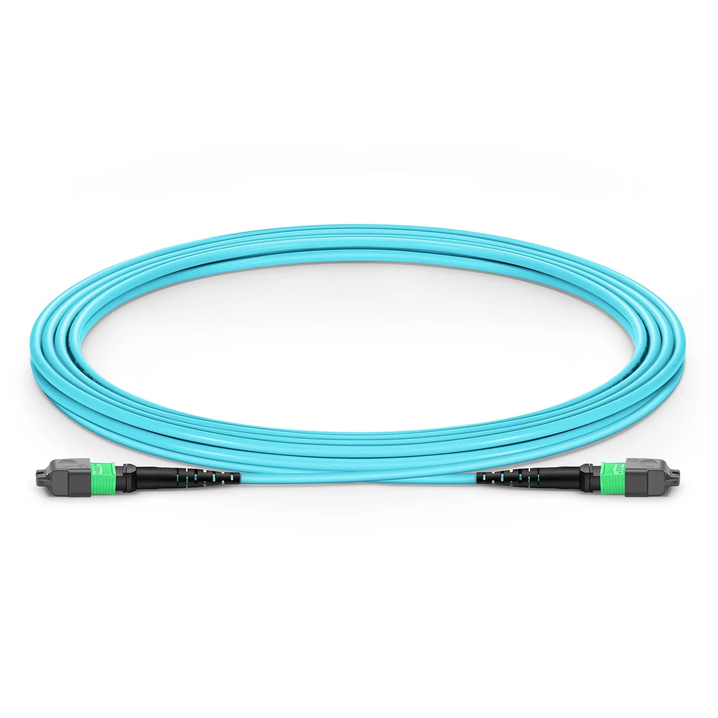 3m (10ft) MTP® Jumper, MTP®-16 APC (Female) to MTP®-16 APC (Female), 16 Fibers, Multimode (OM3), Plenum (OFNP), 0.35dB Max, Crossover, Aqua
