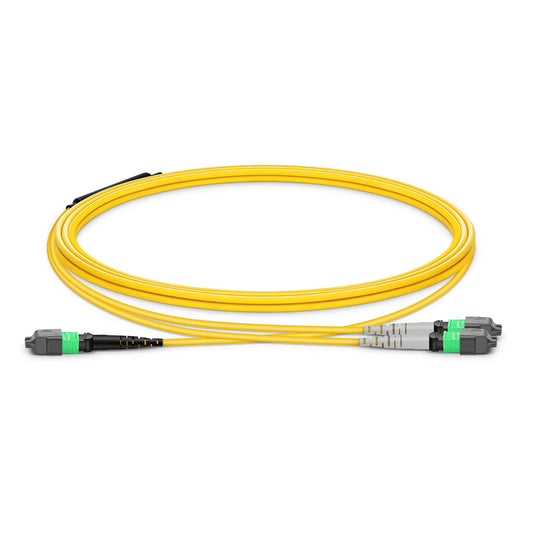 3m (10ft) MTP® Breakout Cable, MTP®-16 APC (Female) to 2 x MTP®-8 APC (Female), 16 Fibers, Single Mode (OS2), Plenum (OFNP), 0.35dB Max, Crossover, Yellow