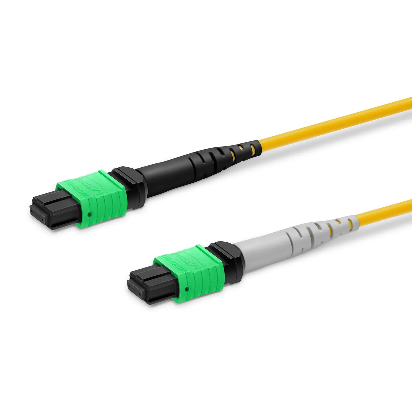 5m (16ft) MTP® Breakout Cable, MTP®-16 APC (Female) to 2 x MTP®-8 APC (Female), 16 Fibers, Single Mode (OS2), Plenum (OFNP), 0.35dB Max, Crossover, Yellow