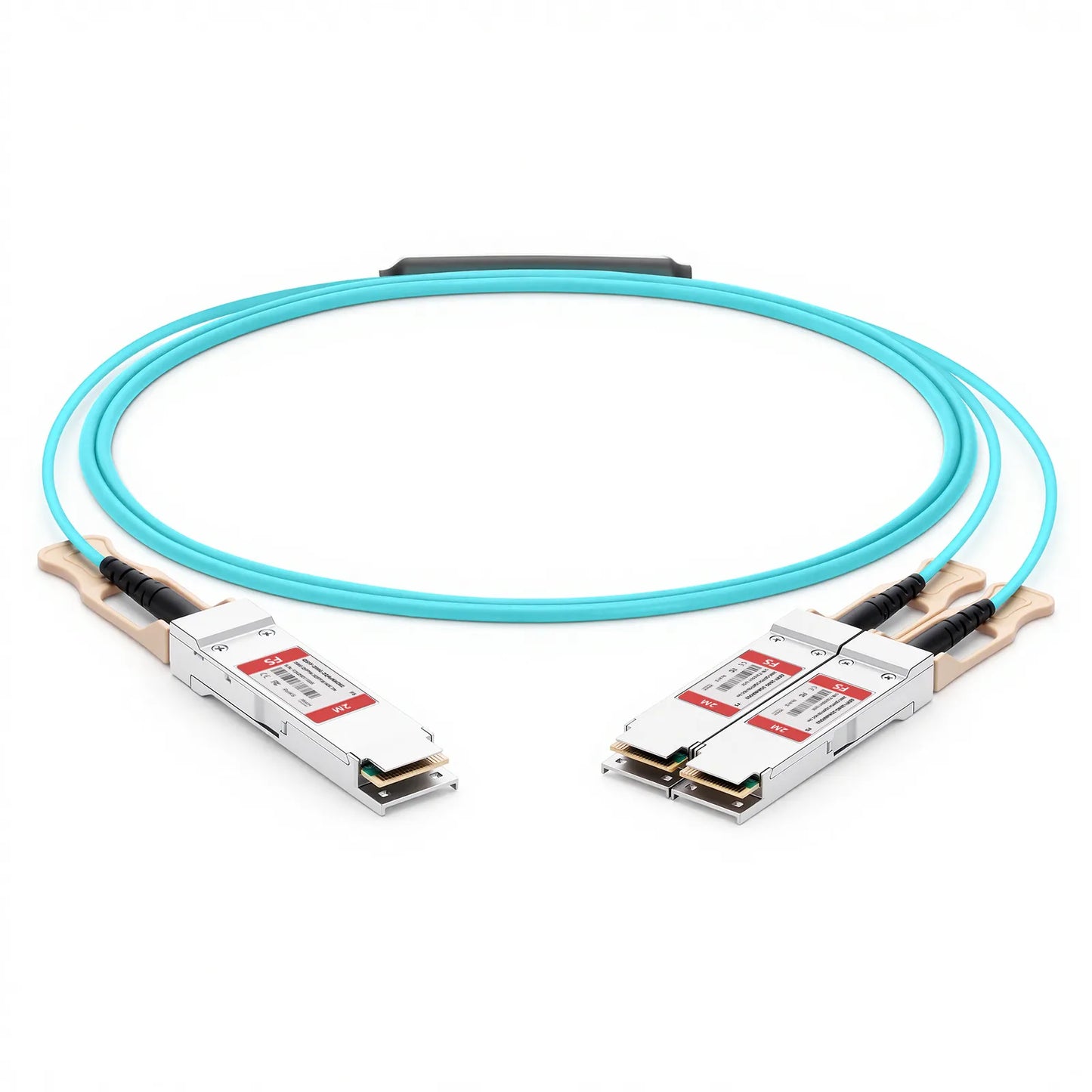 2m (7ft) 200G QSFP56 4 x 50G PAM4 to 2 x 100G QSFP28 4 x 25G NRZ Active Breakout Optical Cable for FS Switches