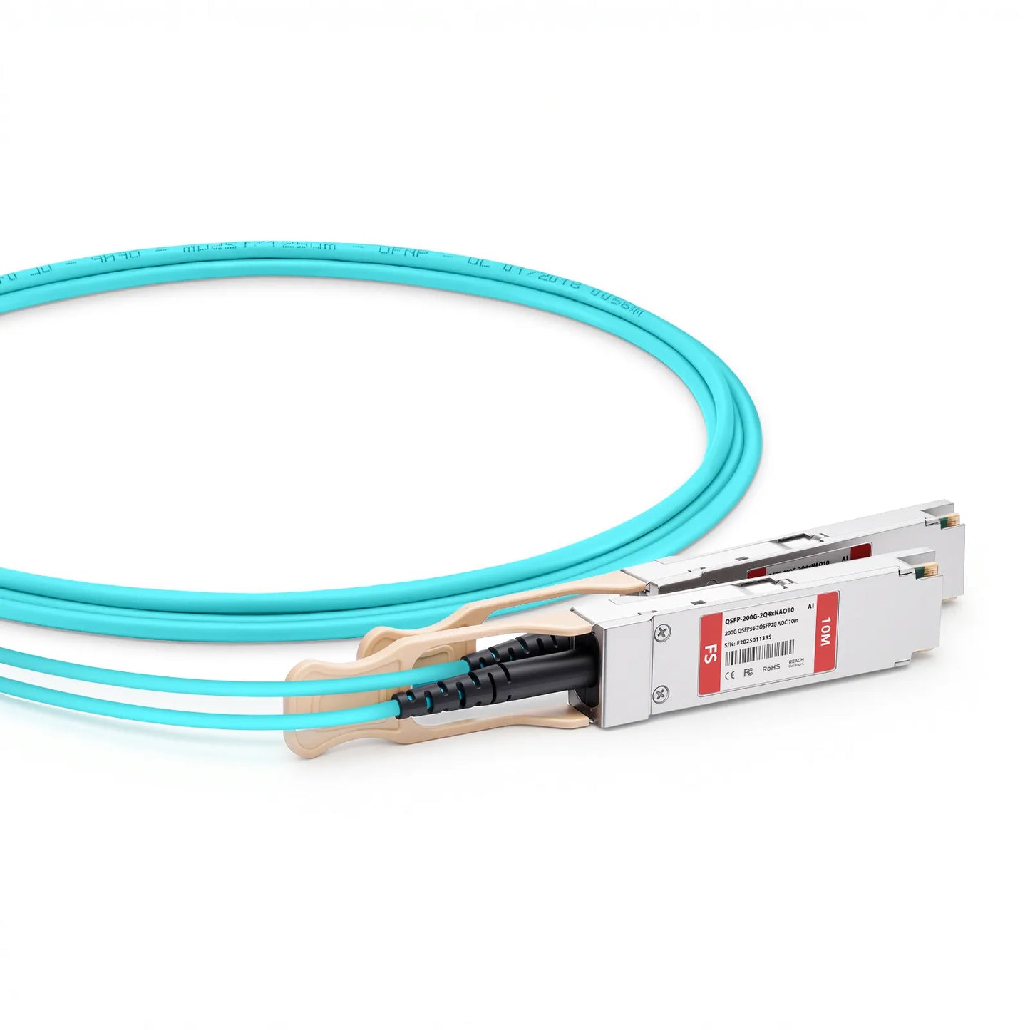10m (33ft) Arista Networks Compatible 200G QSFP56 4 x 50G PAM4 to 2 x 100G QSFP28 4 x 25G NRZ Active Optical Breakout Cable