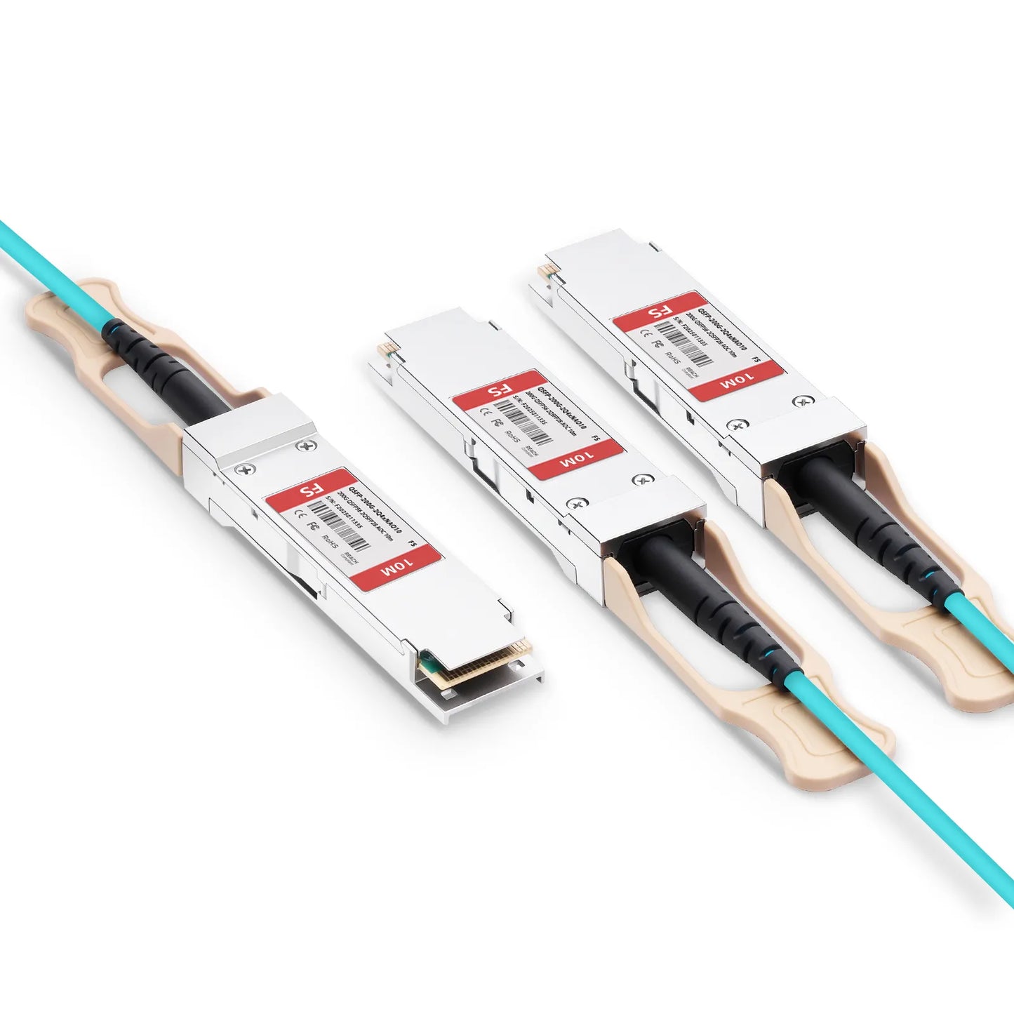 10m (33ft) 200G QSFP56 4 x 50G PAM4 to 2 x 100G QSFP28 4 x 25G NRZ Active Breakout Optical Cable for FS Switches