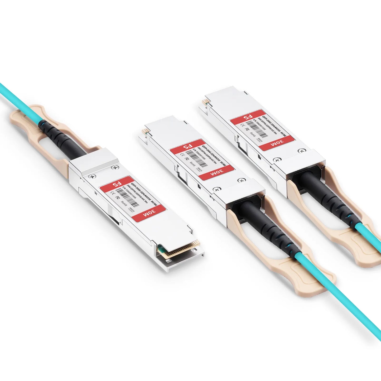 30m (98ft) NVIDIA/Mellanox Compatible 200G QSFP56 4 x 50G PAM4 to 2 x 100G QSFP28 4 x 25G NRZ Ethernet Active Optical Breakout Cable