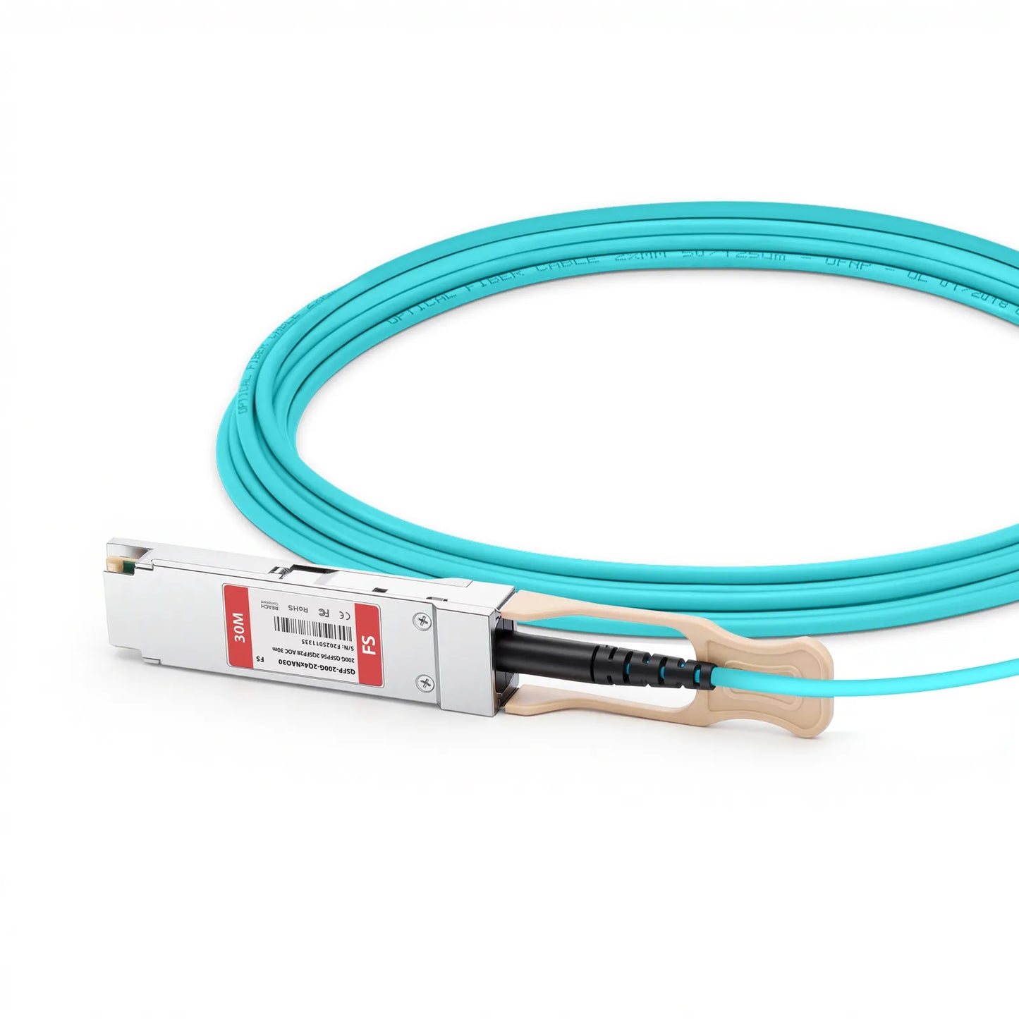 30m (98ft) 200G QSFP56 4 x 50G PAM4 to 2 x 100G QSFP28 4 x 25G NRZ Active Breakout Optical Cable for FS Switches