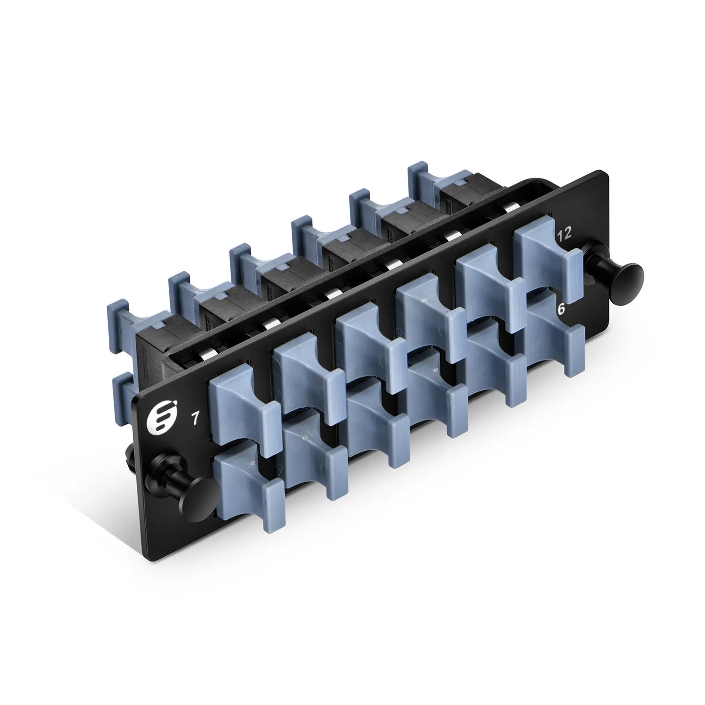FHD™ Fiber Adapter Panel, OS2/OM3/OM4, 12 x MTP®-8/12/24 Key Up to Key Down (Black) Adapter, Type A