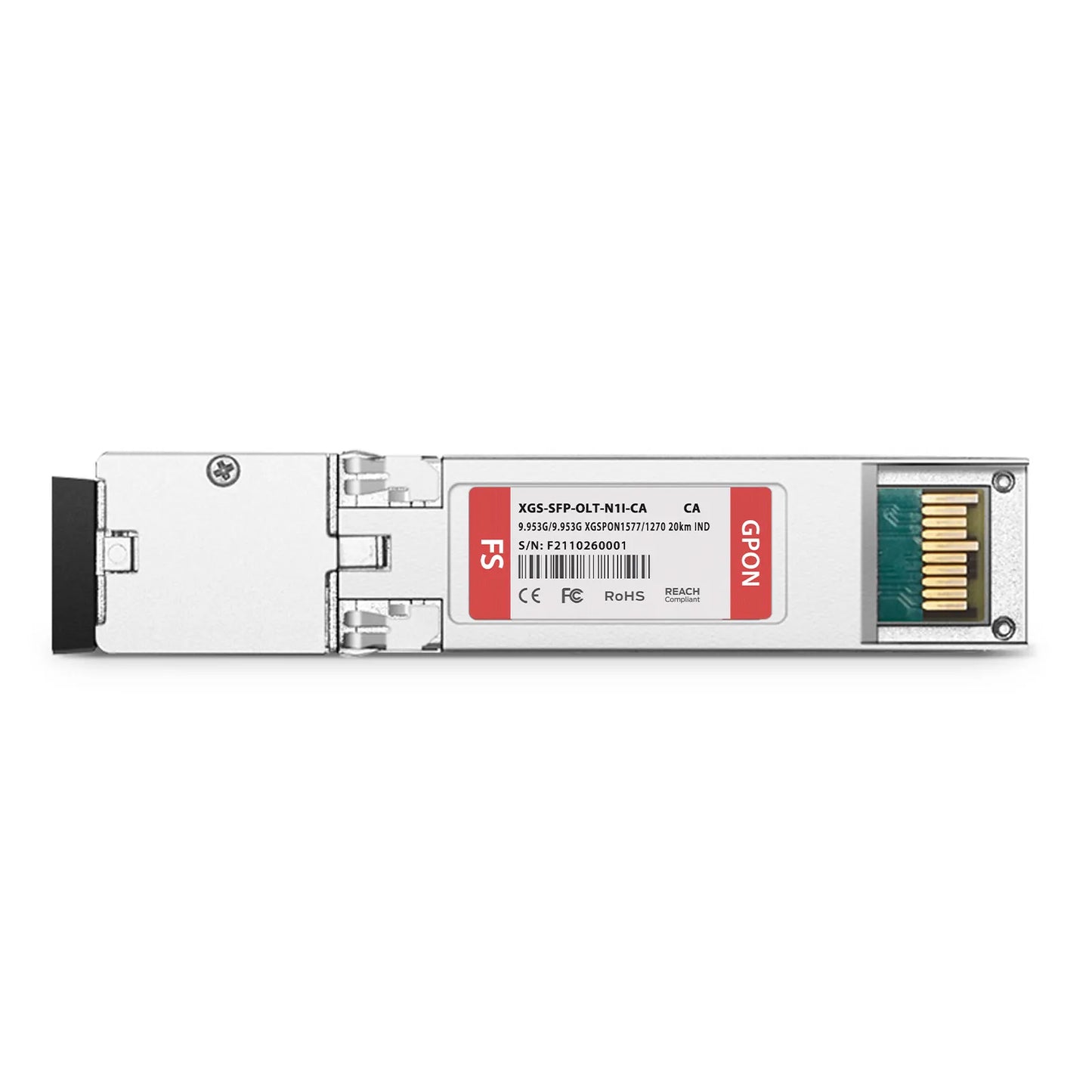 Calix Compatible XGSPON OLT SFP+ 1577nm-TX/1270nm-RX 9.953G-TX/9.953G-RX Class N1 20km DOM Simplex SC/UPC SMF Optical Transceiver Module (Industrial)
