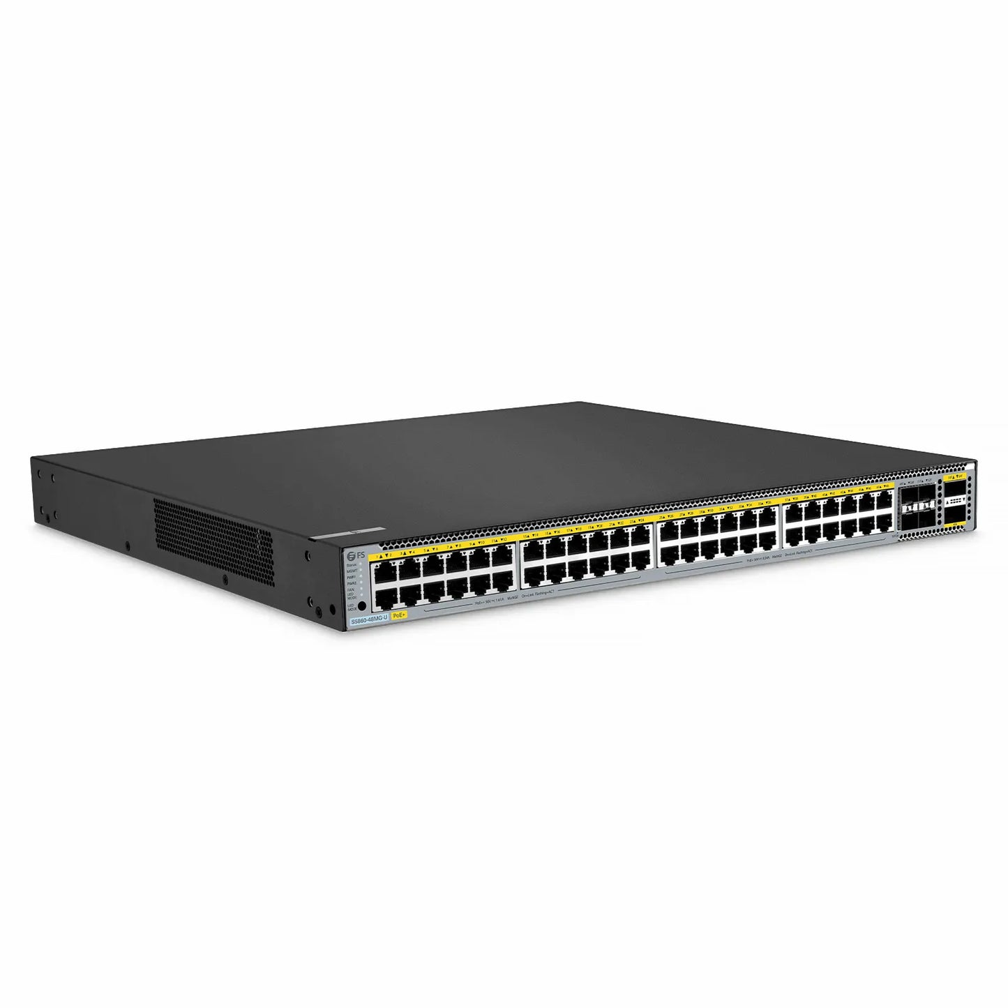 S5860-48MG-U, 48-Port Ethernet L3 PoE++ Switch, 48 x 5GBASE-T/Multi-Gigabit Ports, 4 x 25Gb SFP28, with 2 x 40Gb QSFP+ Uplinks, PicOS®, Support MLAG & Perpetual PoE, Broadcom Chip