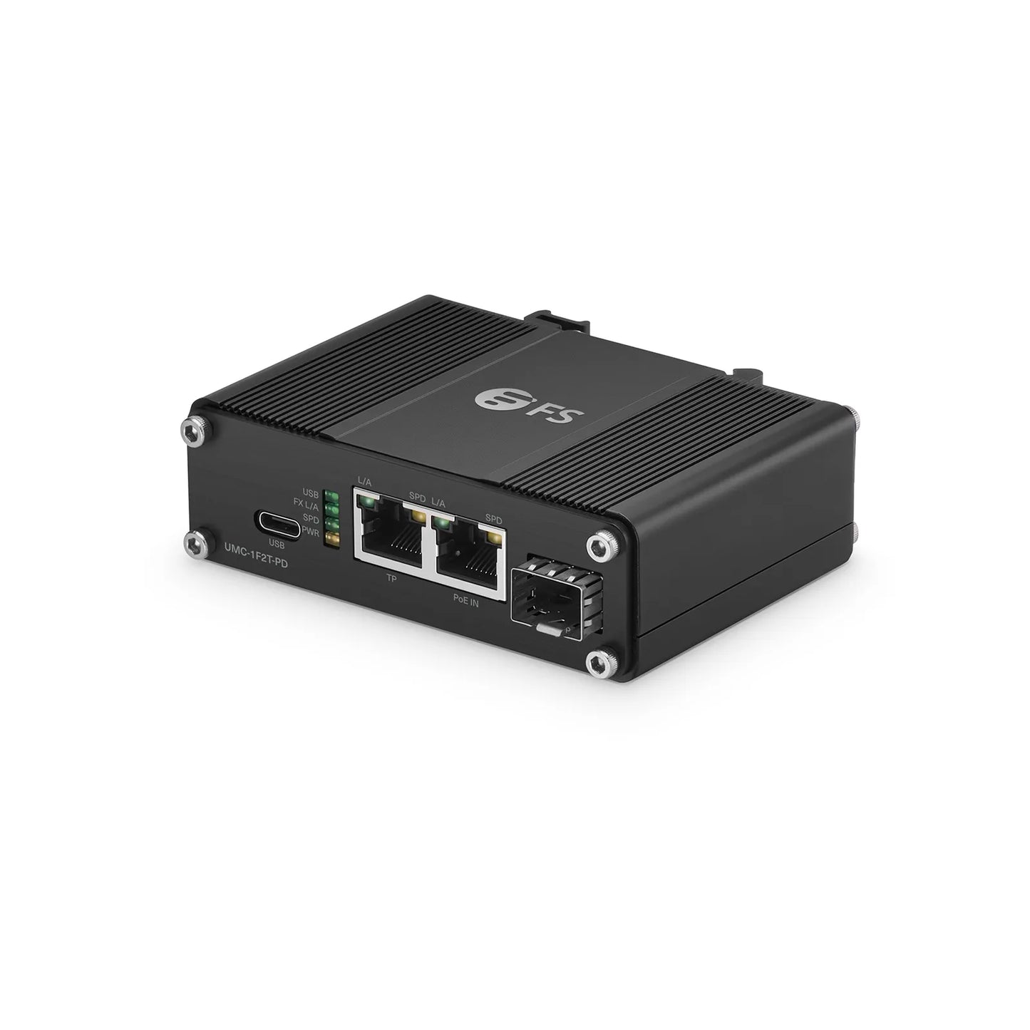 Unmanaged 2 x 10/100/1000Base-T RJ45 to 1 x 100/1000Base-X SFP Gigabit Ethernet PoE+ PD with USB DC Output Media Converter