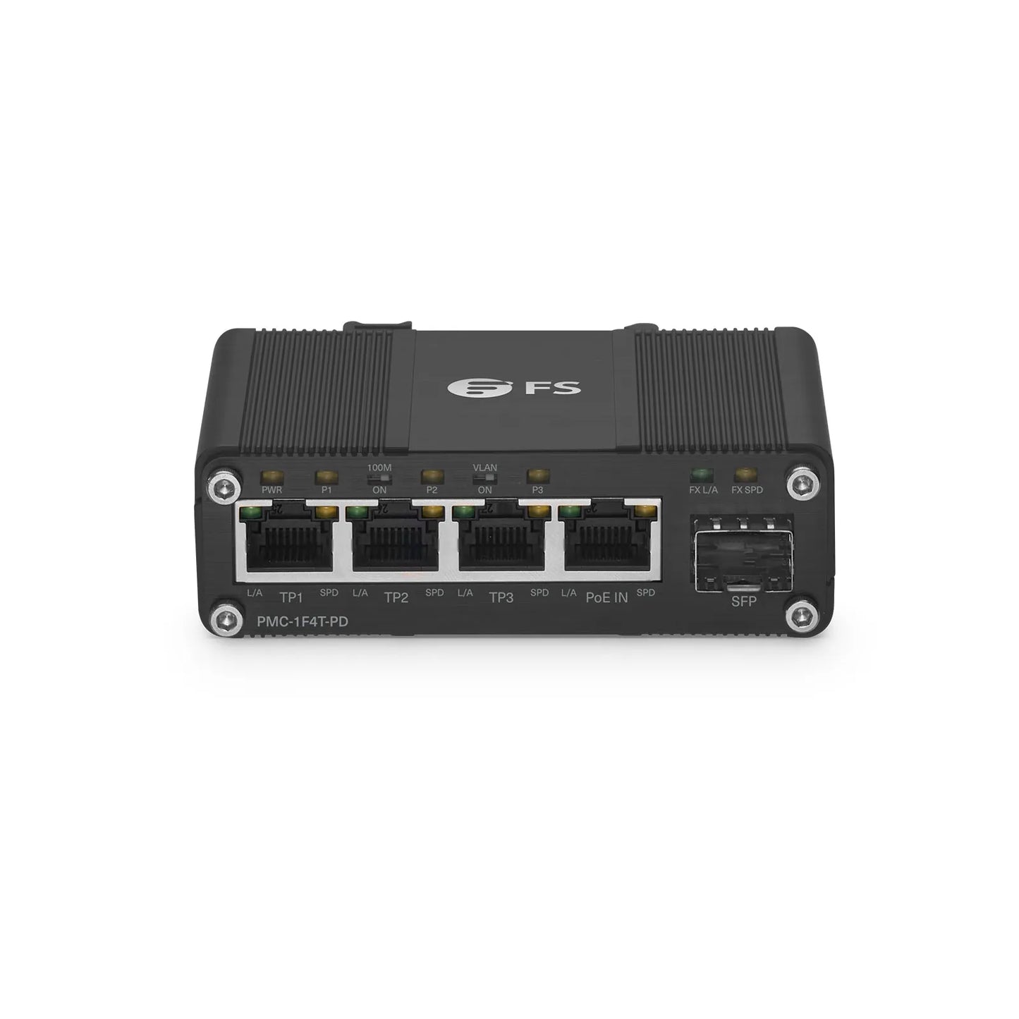 Unmanaged 4 x 10/100/1000Base-T RJ45 to 1 x 100/1000Base-X SFP Gigabit Ethernet PoE++ with PSE and PD Media Converter