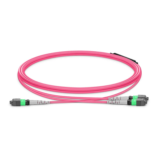 NVIDIA/Mellanox MFP7E20-N001 Compatible 1m (3ft) MTP® Breakout Cable, MTP®-12 APC (Female) to 2 x MTP®-4 APC (Female), 8 Fibers, Multimode (OM4), Plenum (OFNP), 0.35dB Max, Type B, Magenta