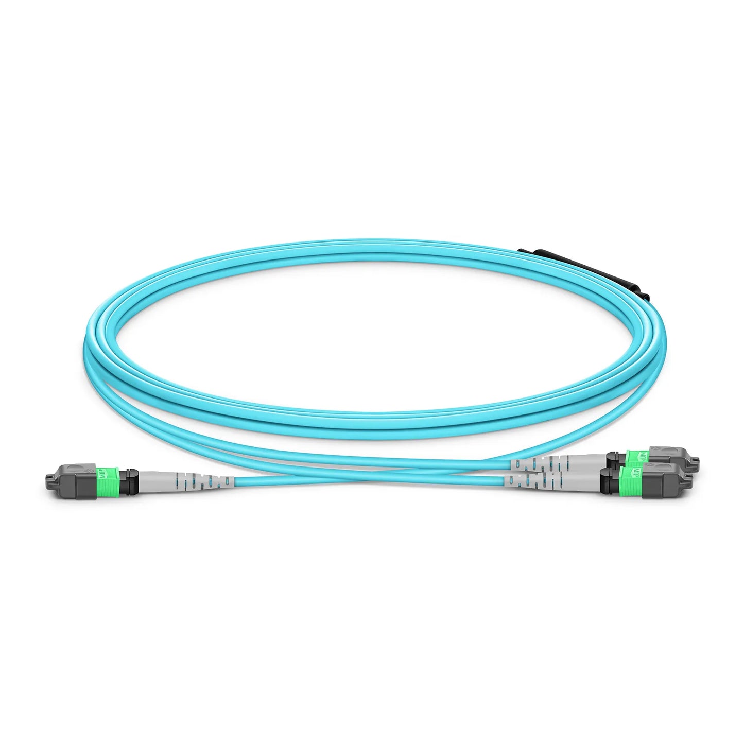 NVIDIA/Mellanox MFP7E20-N001 Compatible 1m (3ft) MTP® Breakout Cable, MTP®-12 APC (Female) to 2 x MTP®-4 APC (Female), 8 Fibers, Multimode (OM3), Dual Rated (OFNR/LSZH), 0.35dB Max, Type B, Aqua