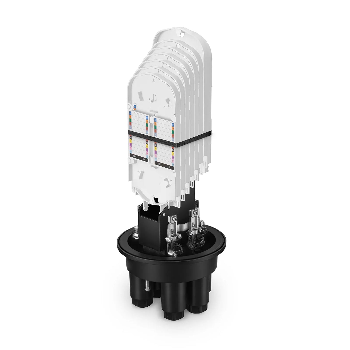144 Fibers Dome Fiber Optic Splice Closure, 1 Oval Port and 4 Round Ports, Mechanical Seal, with 1 Pre-installed Splice Tray