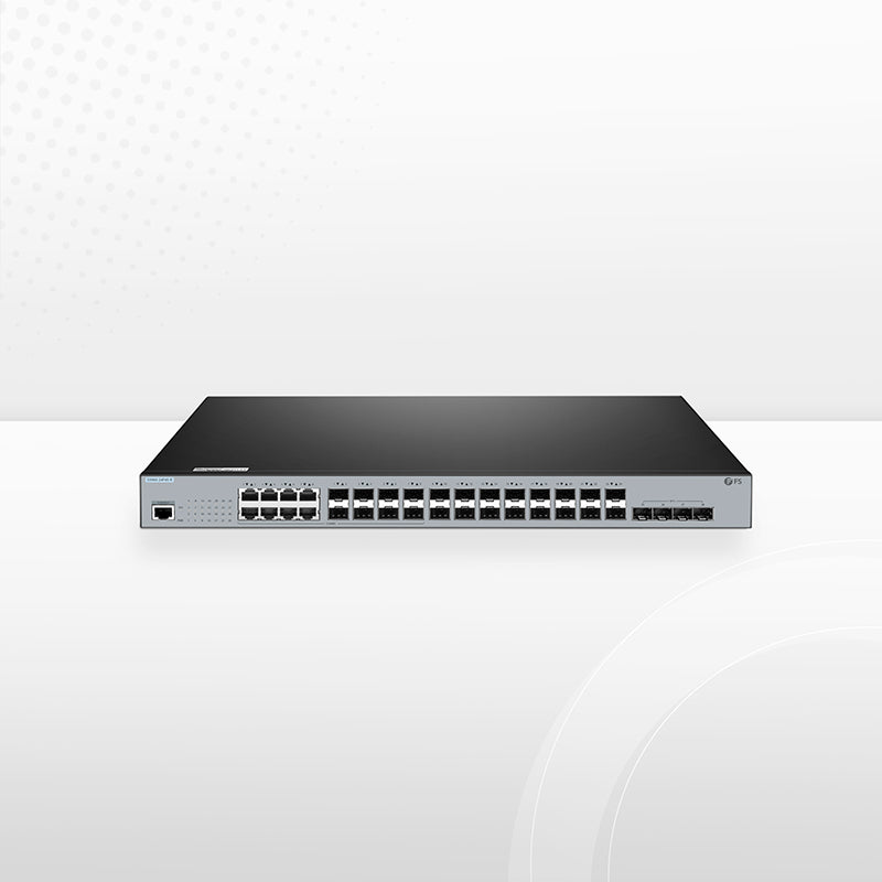 S3900-24F4S-R, 24-Port Gigabit Ethernet L2+ Switch, 16 x 1Gb SFP, 8 x 1Gb RJ45/SFP Combo Ports, with 4 x 10Gb SFP+ Uplinks, Stackable Switch