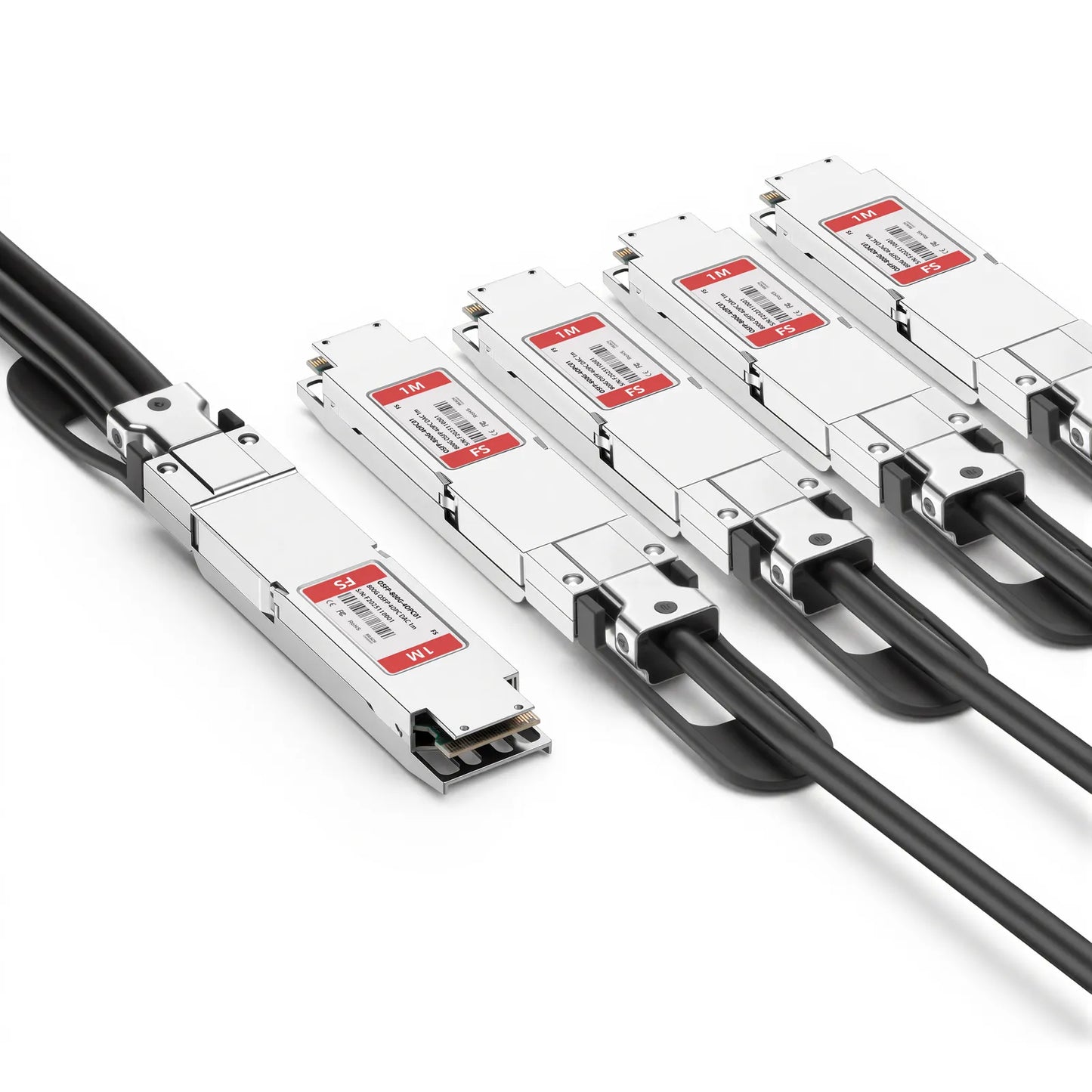 1m (3ft) 800G OSFP 8 x 100G PAM4 Finned Top to 4 x 200G OSFP 2 x 100G PAM4 Finned Top Passive Direct Attach Copper Breakout Cable for FS Switches