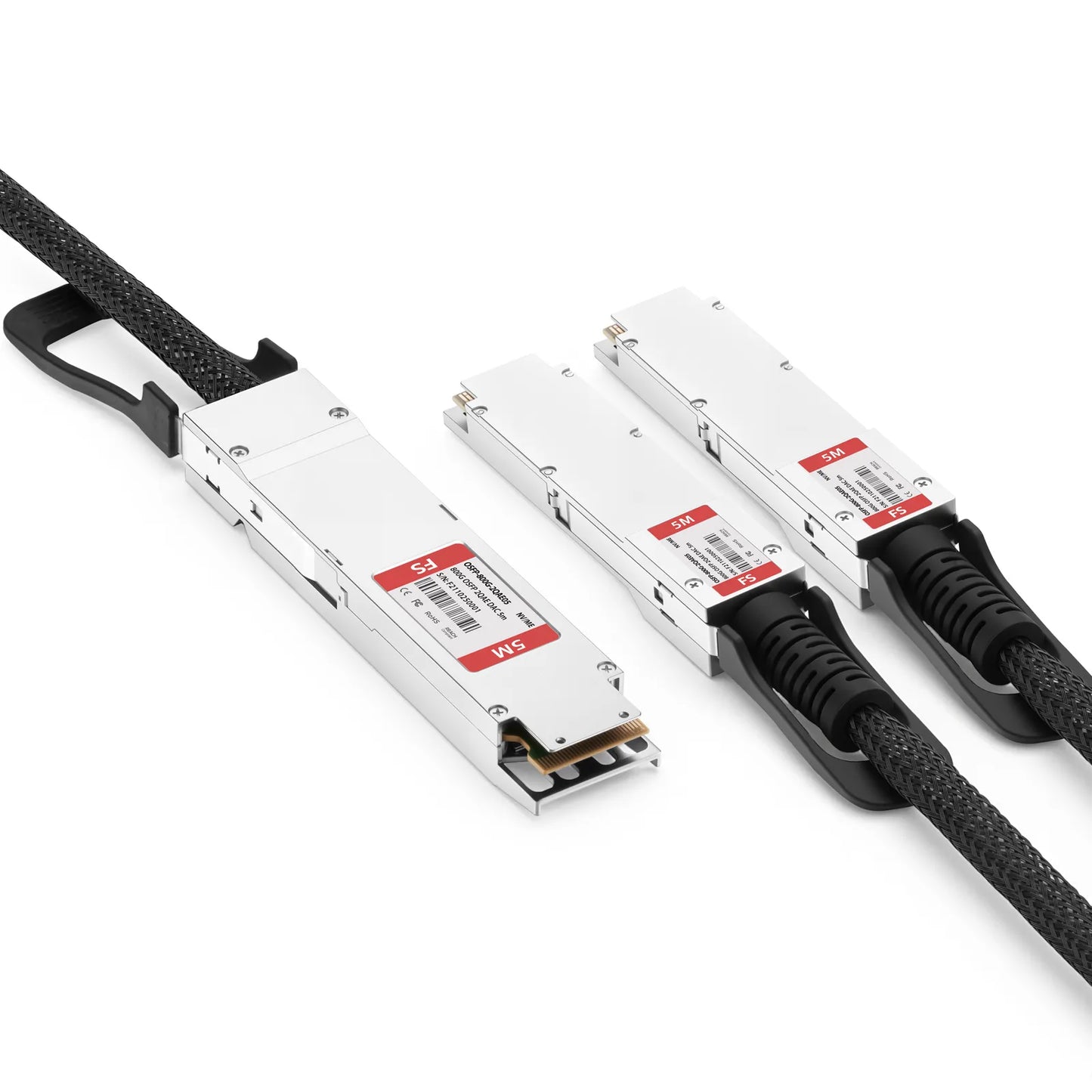 5m (16ft) NVIDIA/Mellanox Compatible 800G Twin-port OSFP 8 x 100G PAM4 Finned Top to 2 x 400G QSFP112 4 x 100G PAM4 Ethernet Active Electrical Breakout Cable