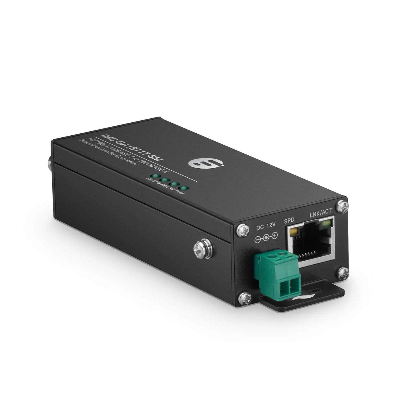 Mini Industrial Unmanaged 1x 10/100/1000Base-T RJ45 to 1x 1000Base-X Single Mode ST 1310nm 20km Gigabit Ethernet Media Converter, British Plug Standard